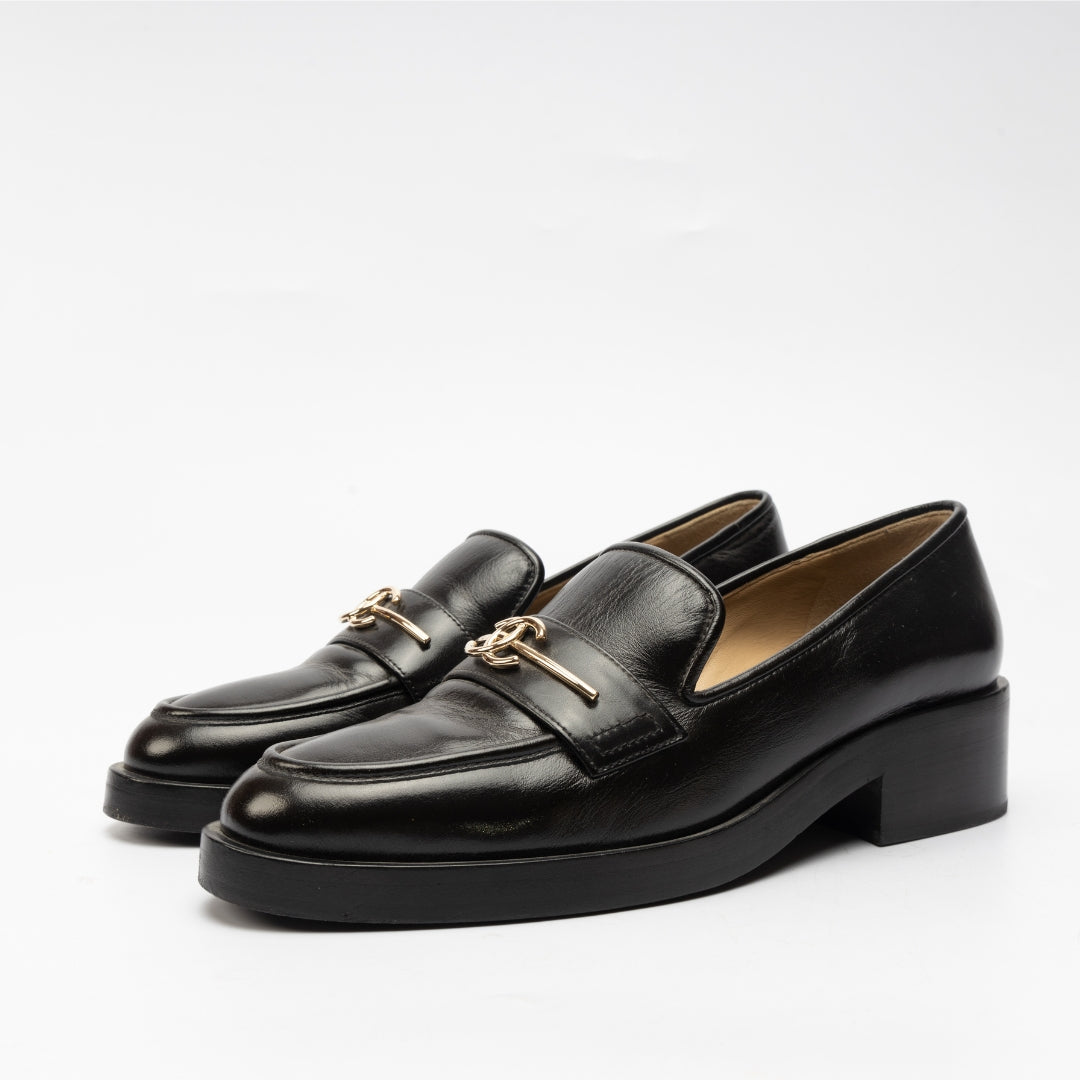 Chanel Cruise 2023 Black Leather CC Loafers