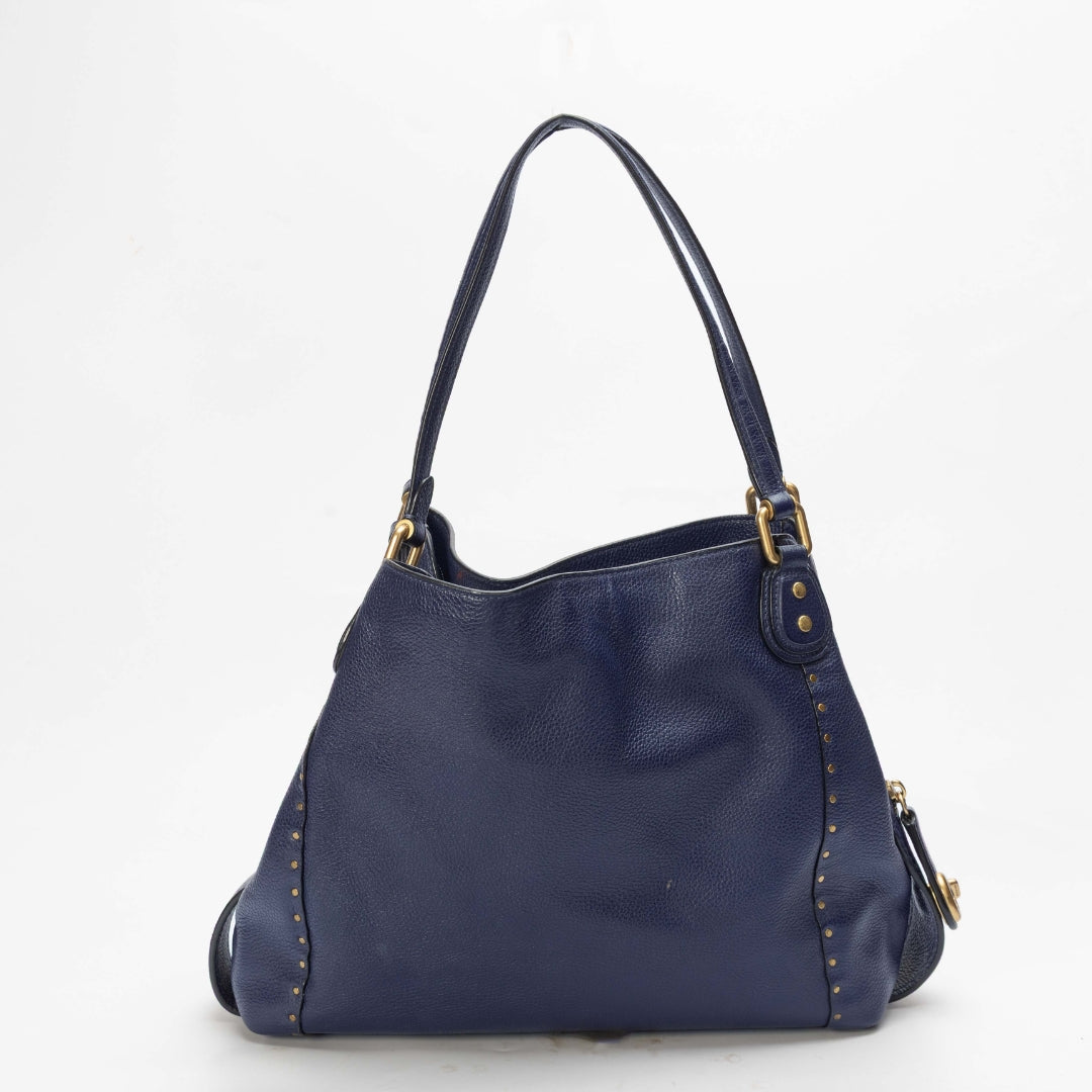 Coach Navy Edie Shoulder Bag 31 With Rivets