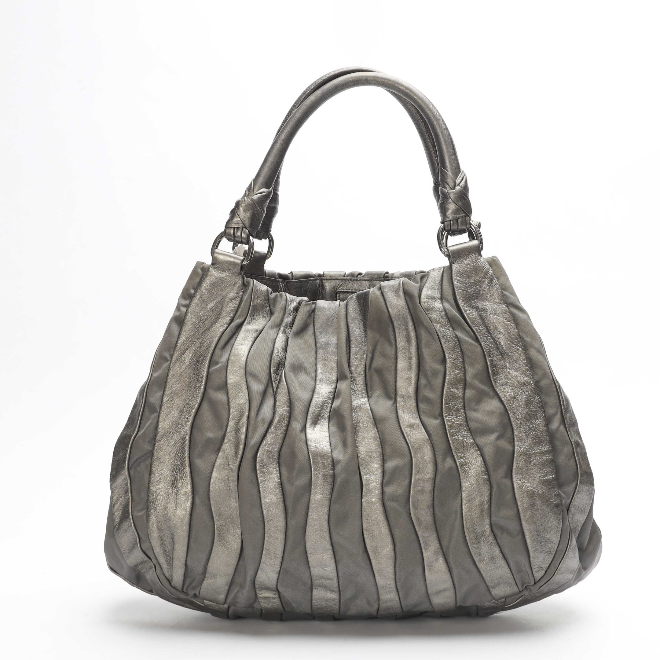 Prada Graphite Nappa Waves Hobo Bag