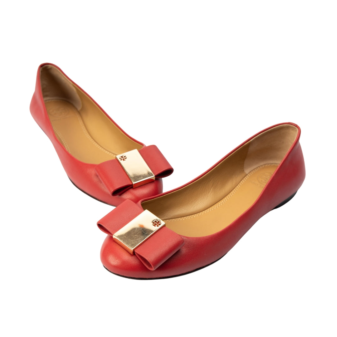 Tory Burch Red Chase Ballet Flats