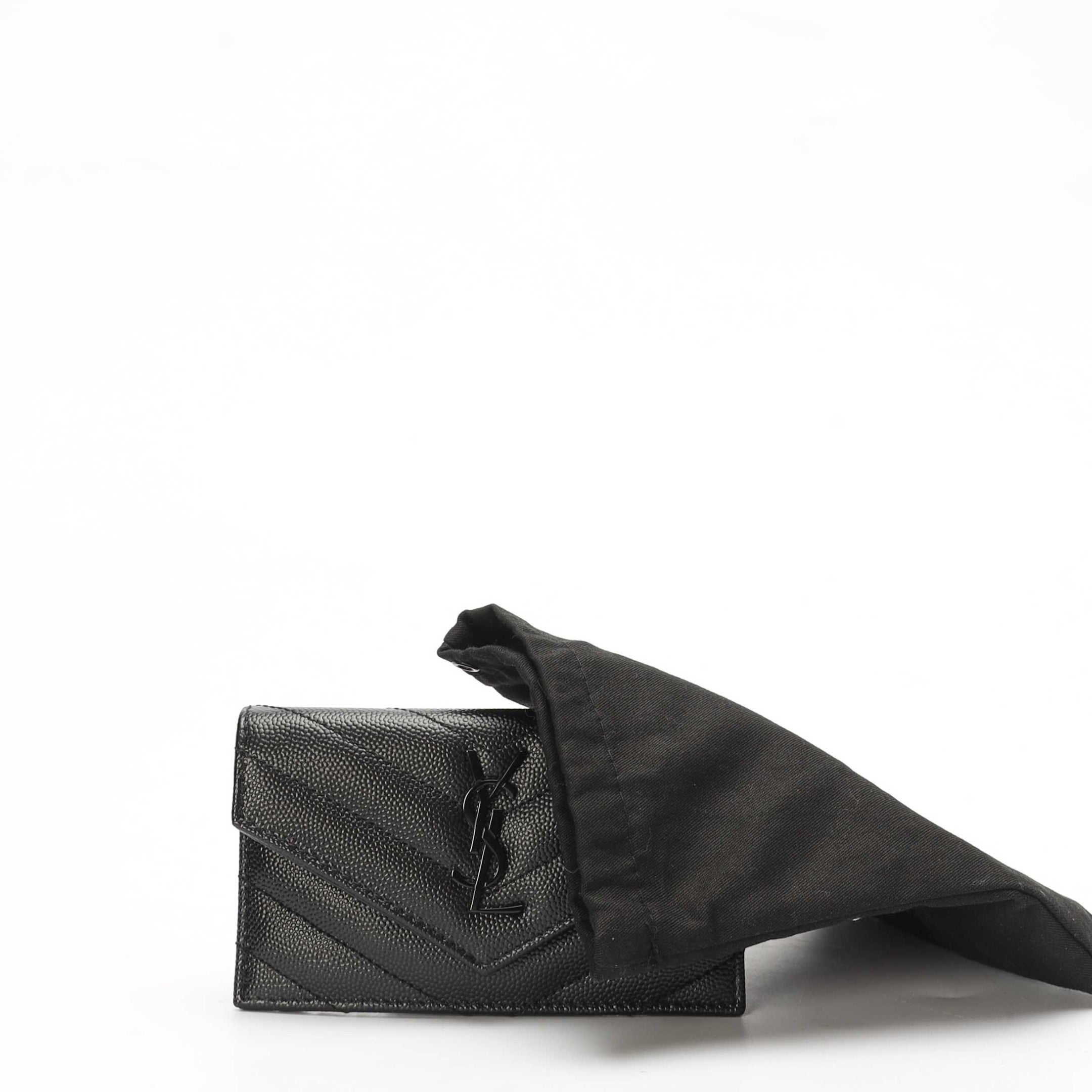 Saint Laurent Cassandre Black Matelasse Flap Wallet