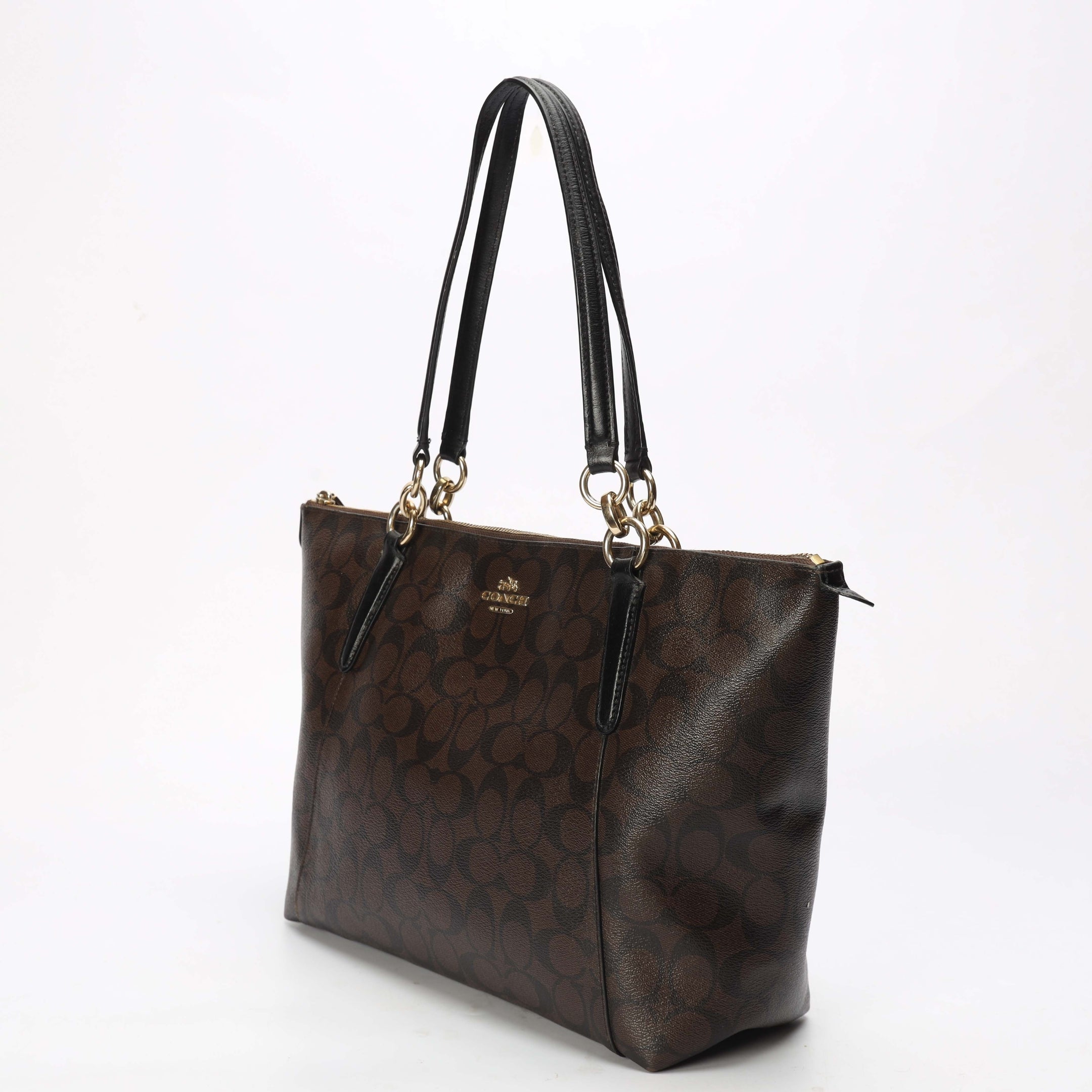 Coach Ava Brown/Black Signature Canvas Tote