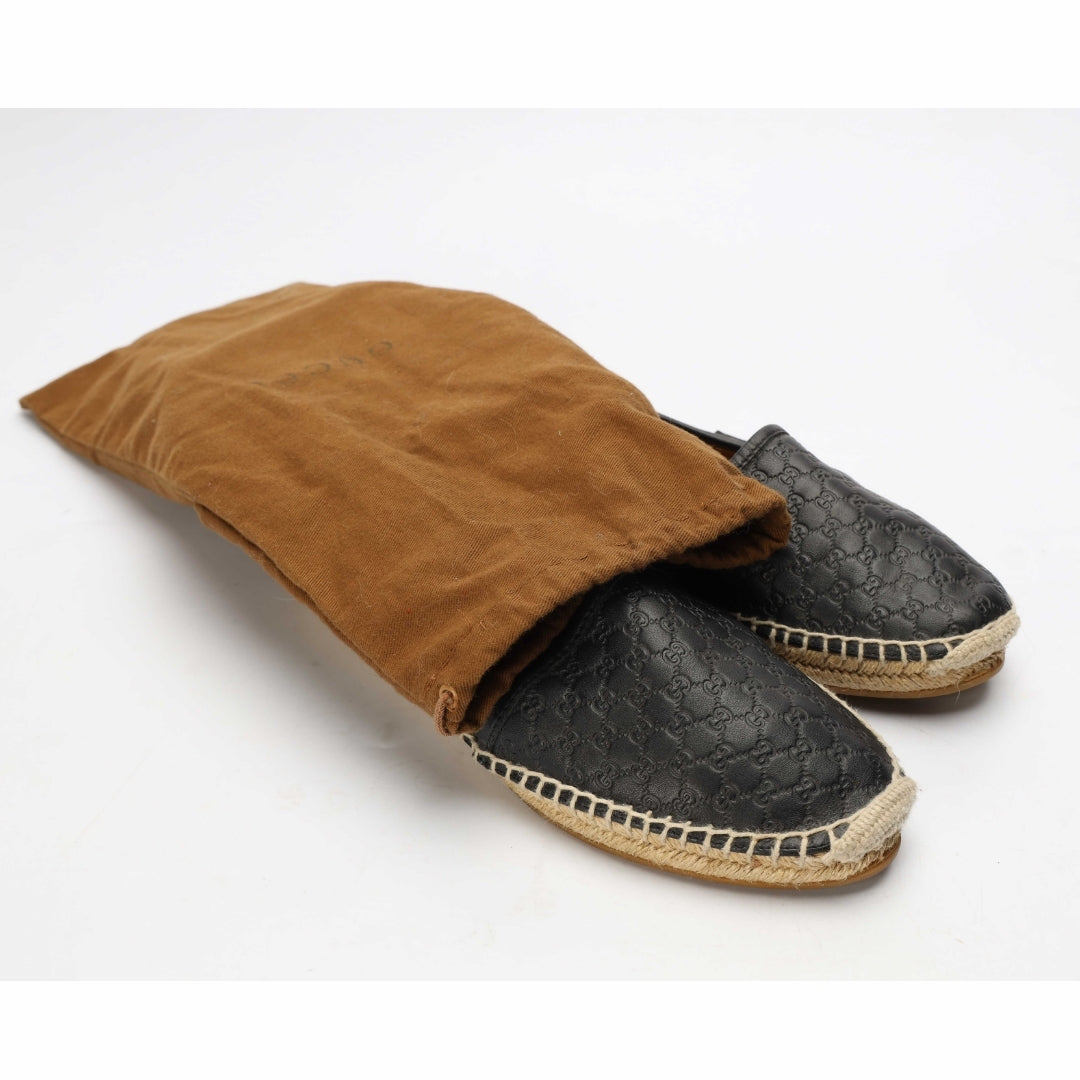 Gucci Black Guccissima Leather Espadrilles