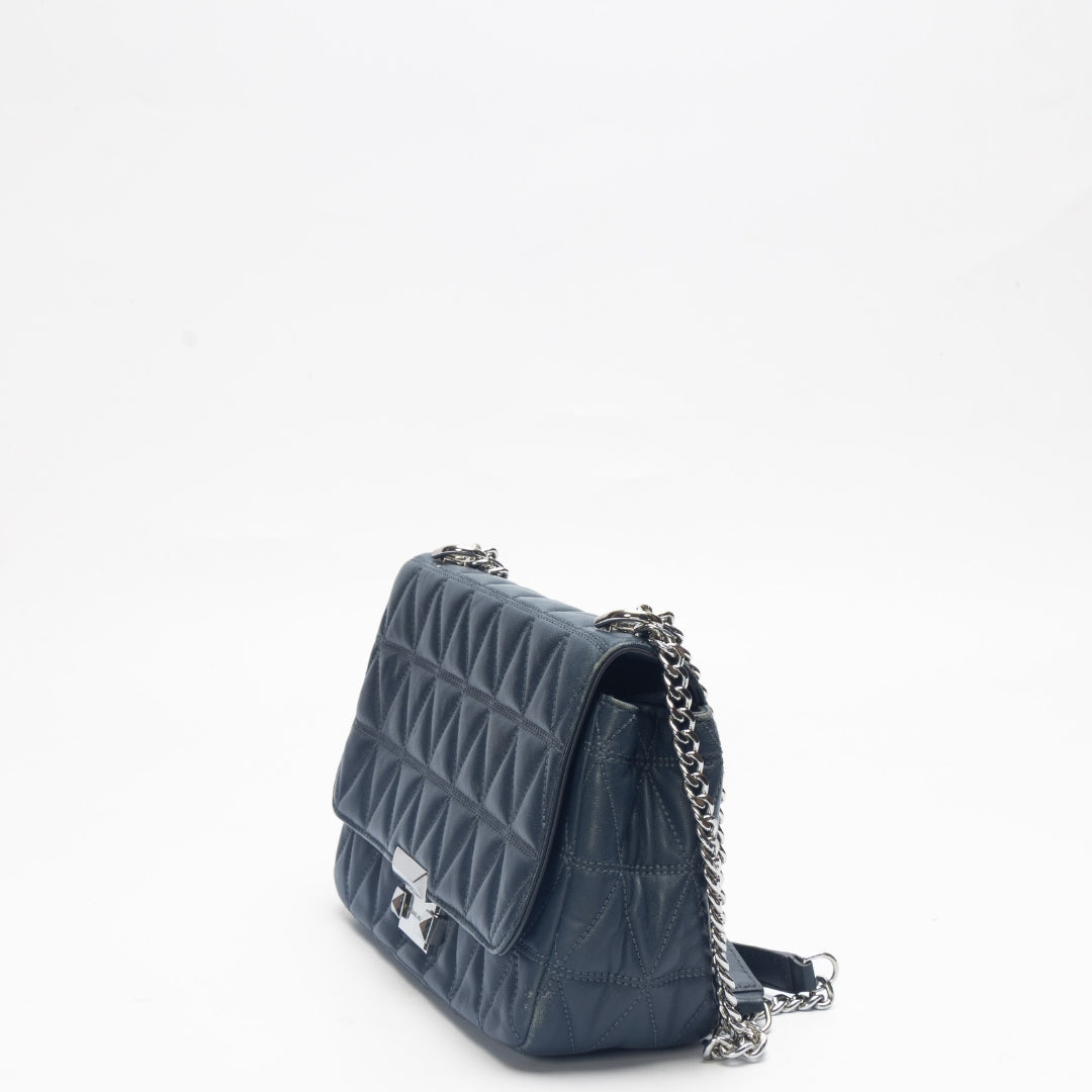 Michael Kors Sloan Navy Large Quilted Shoulder Bag