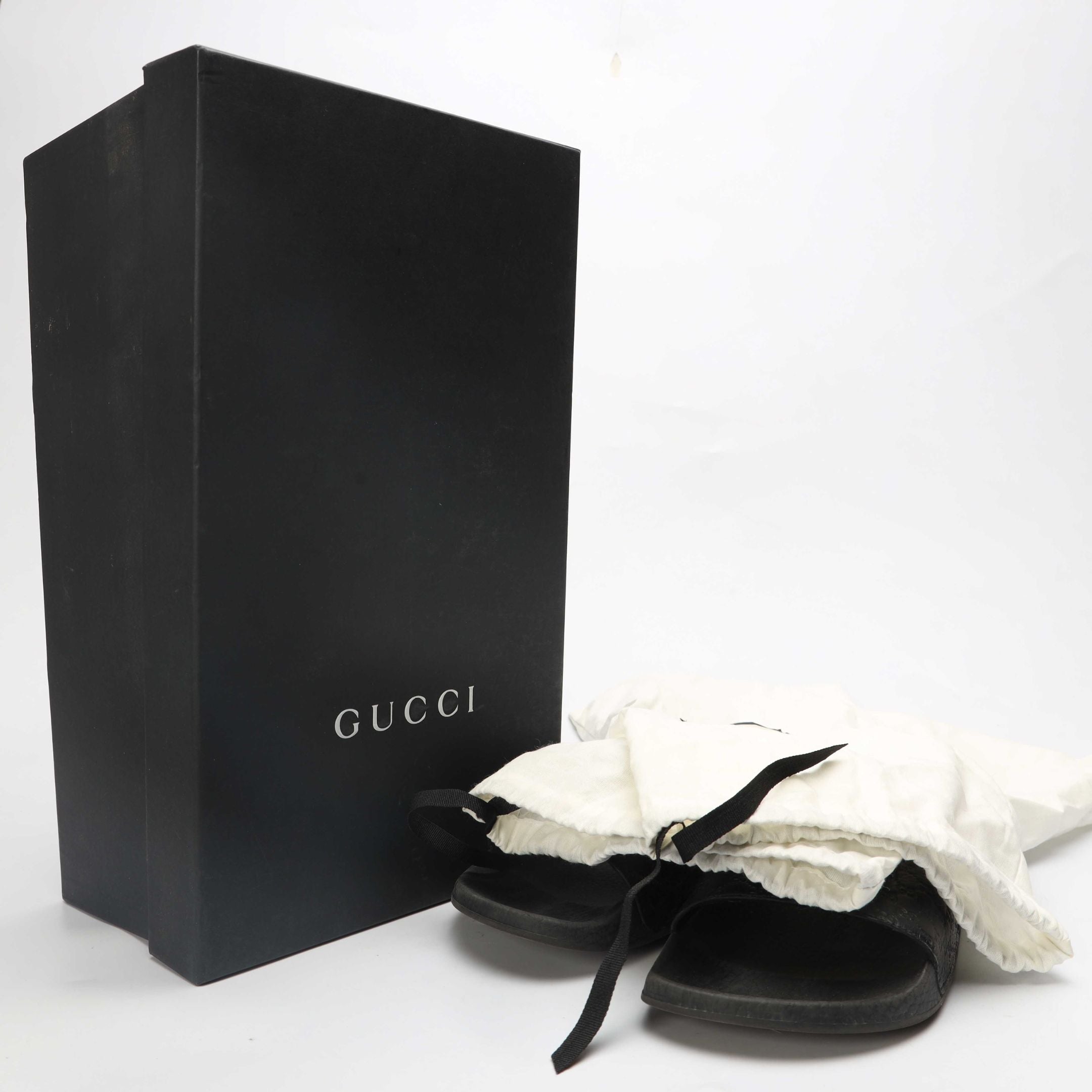 Gucci Black Micro Guccissima Slides