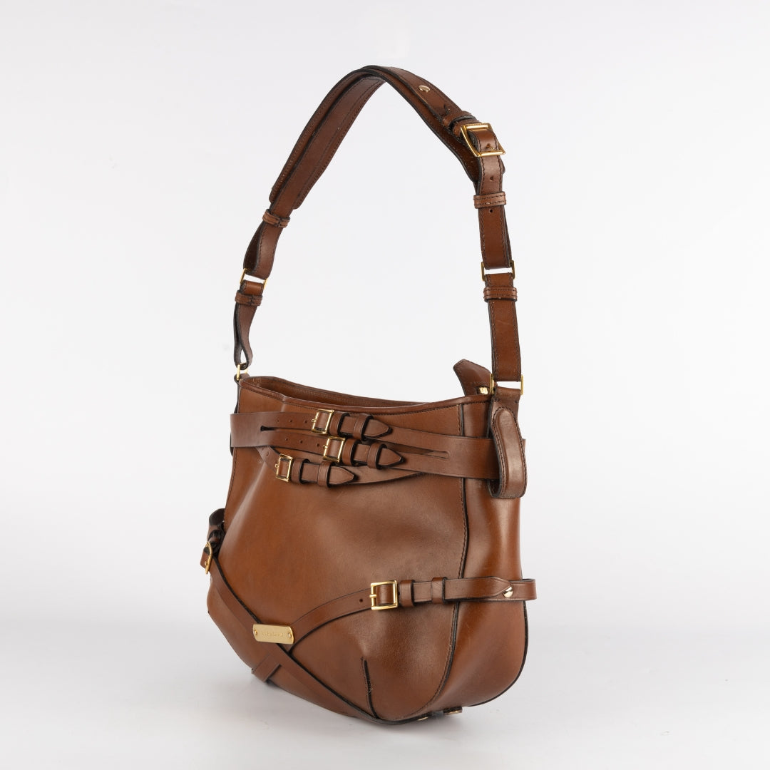 Burberry Brown Leather Small Bridle Dutton Hobo Bag