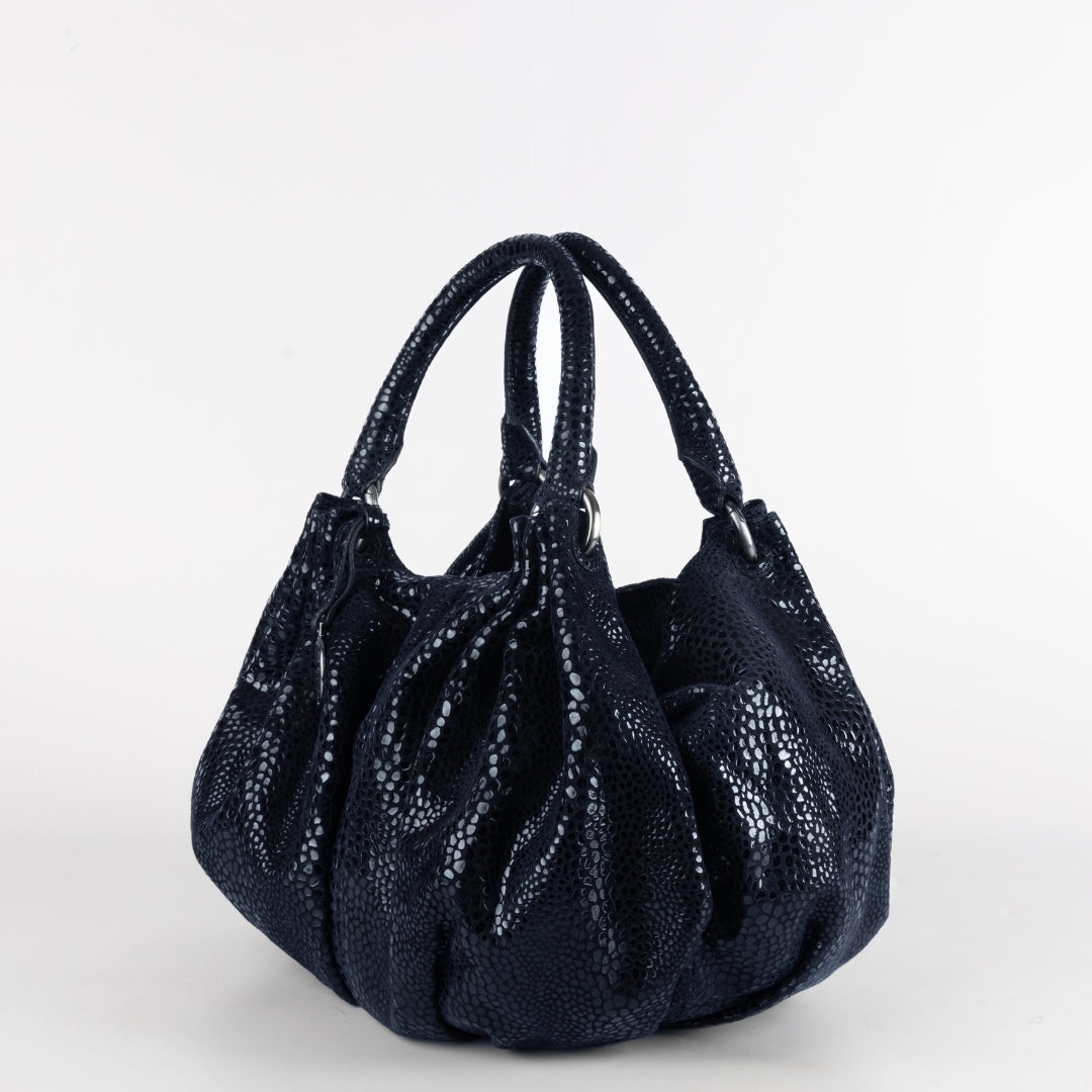 Giorgio Armani Black Leather Python Skin Hobo Bag