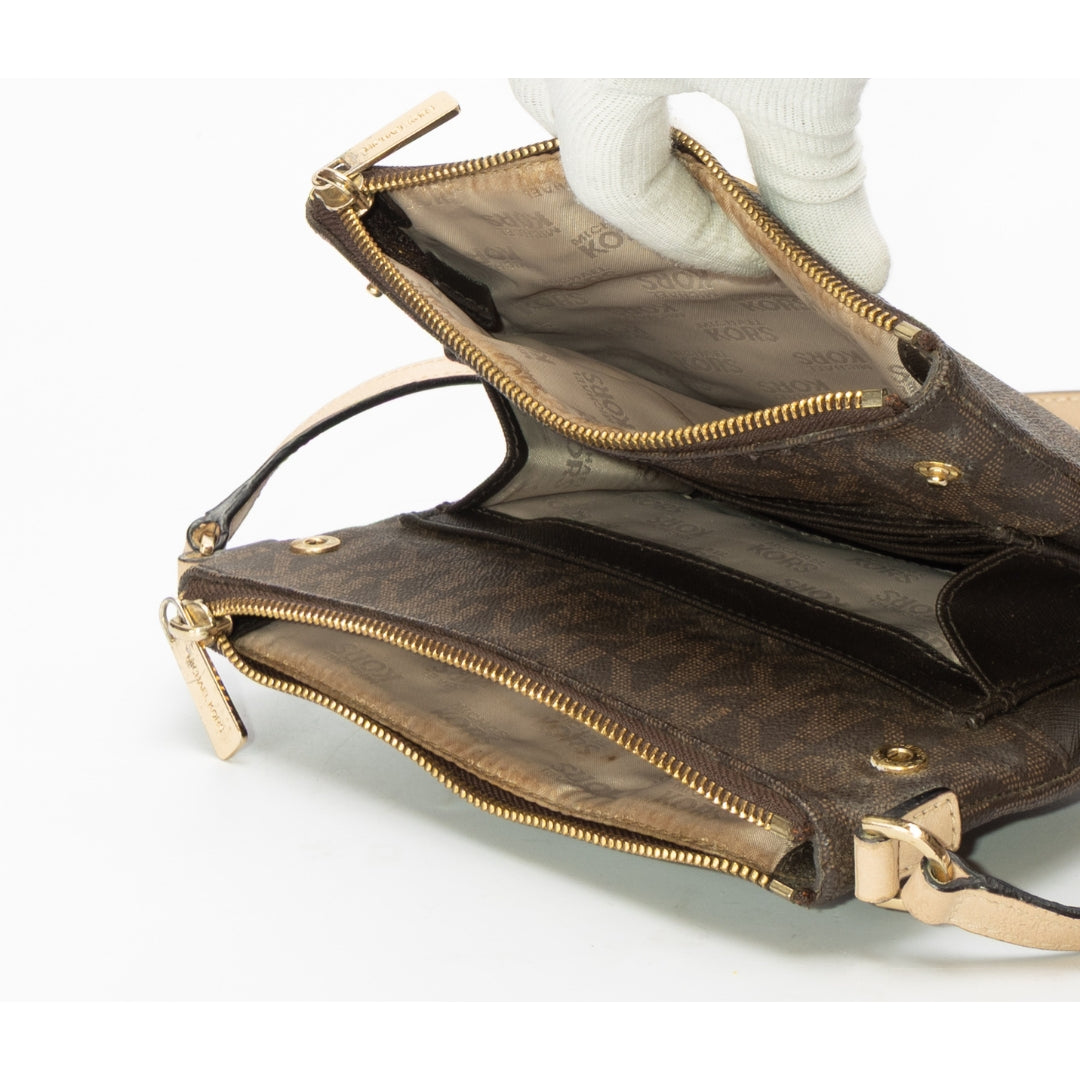 Michael Kors Brown Monogram Fulton Crossbody Bag