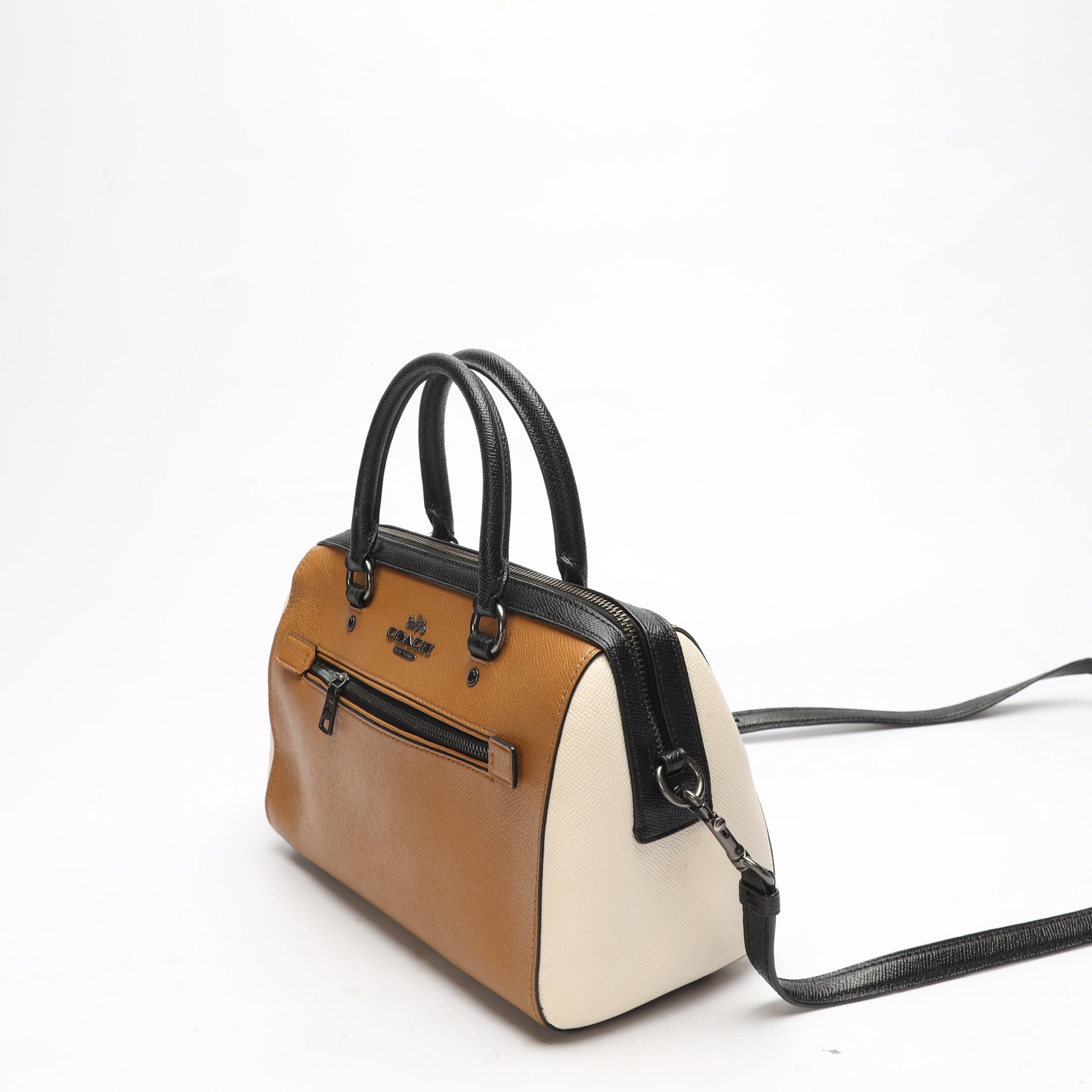 Coach Rowan Tan White Convertible Satchel
