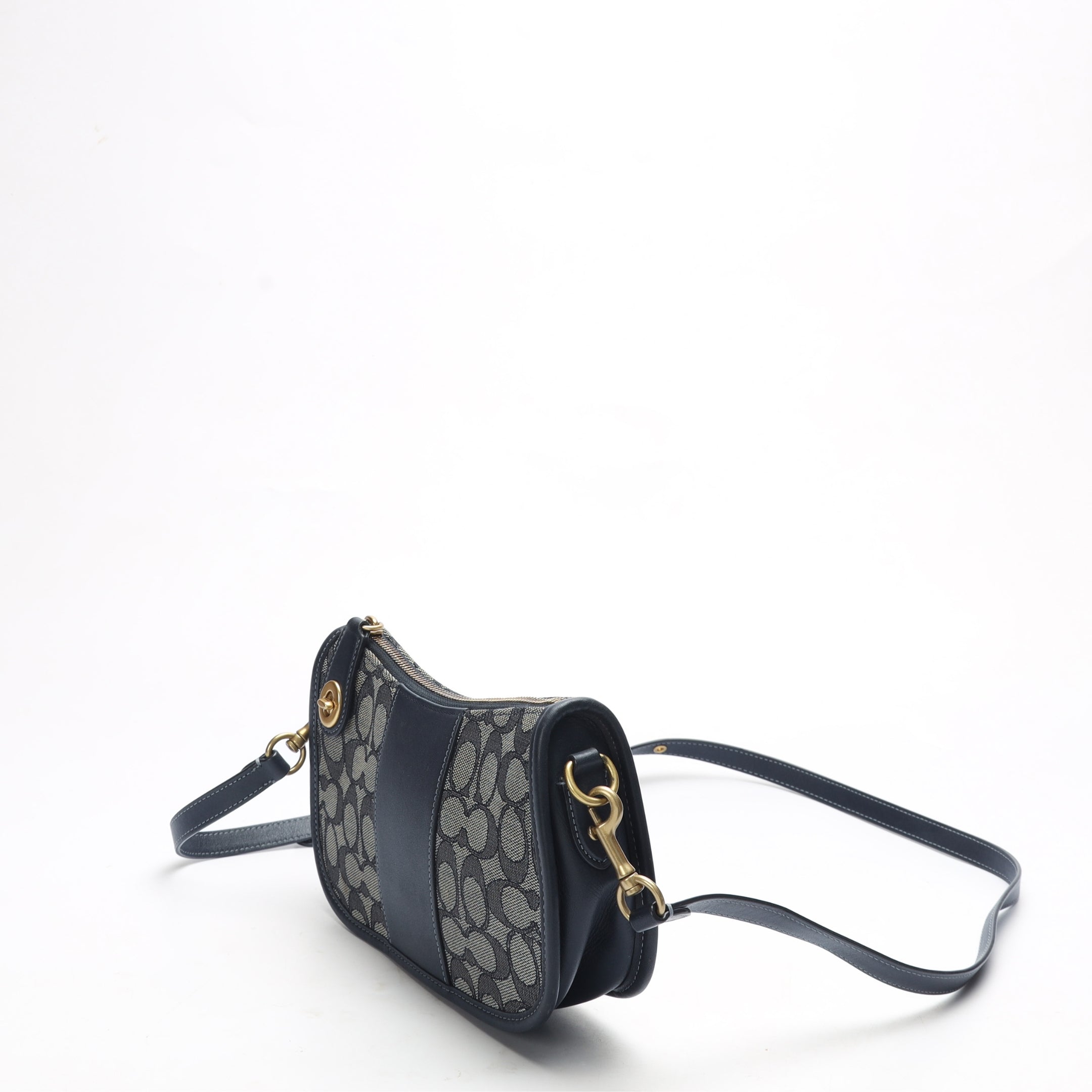 Coach Swinger Signature Jacquard Navy Crossbody Bag