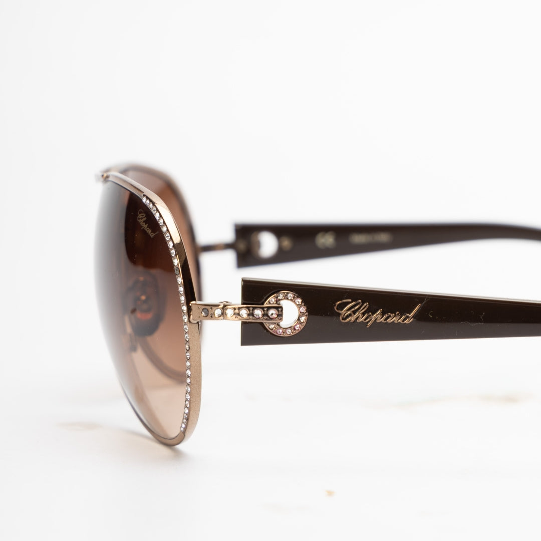 Chopard Burgundy Embellished Aviator Sunglasses