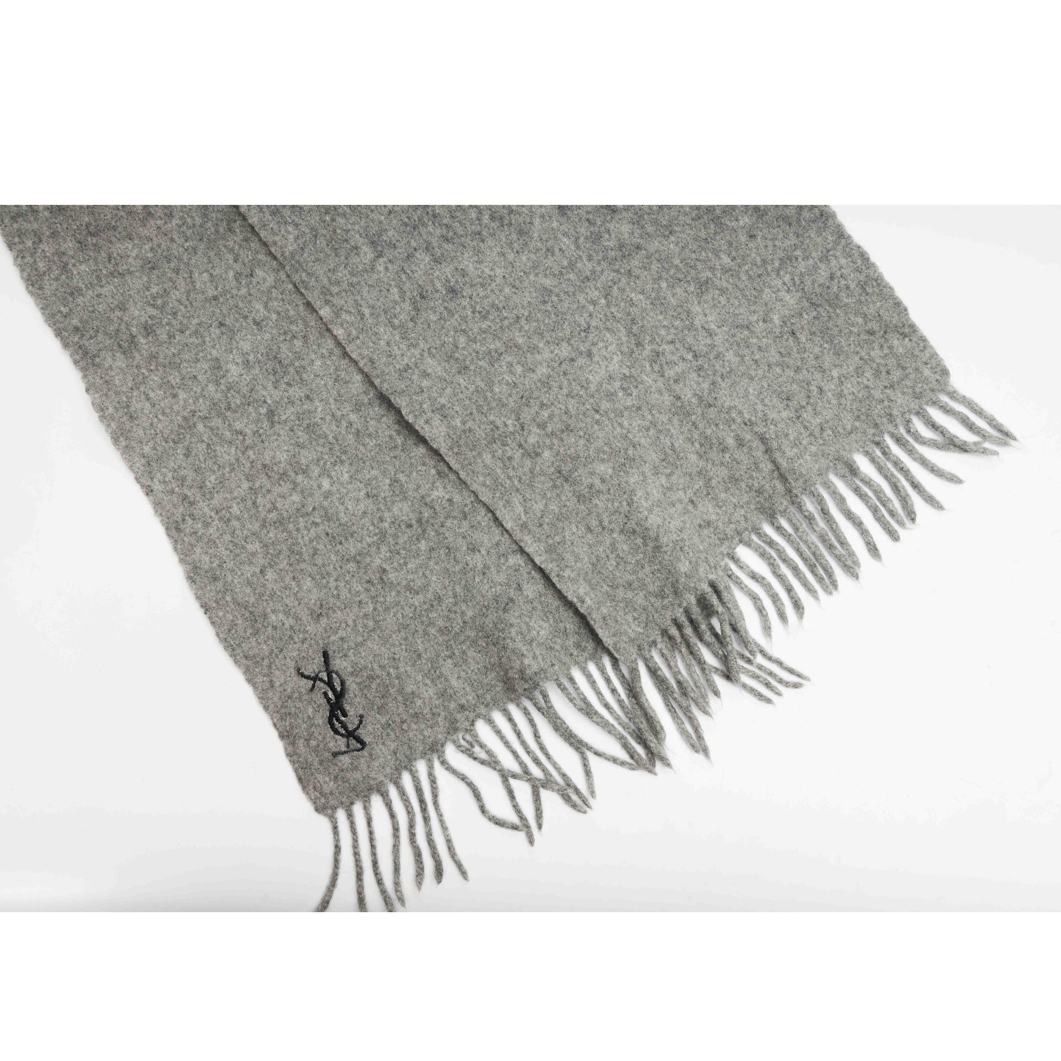 Yves Saint Laurent Gray Wool Scarf