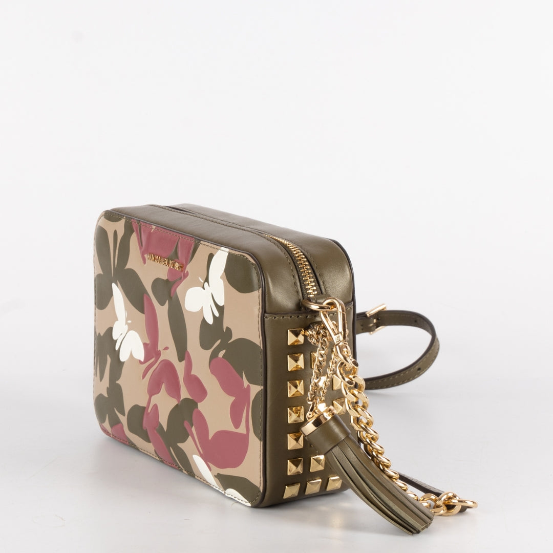 Michael Kors Ginny Medium Butterfly Camo Leather Crossbody Bag