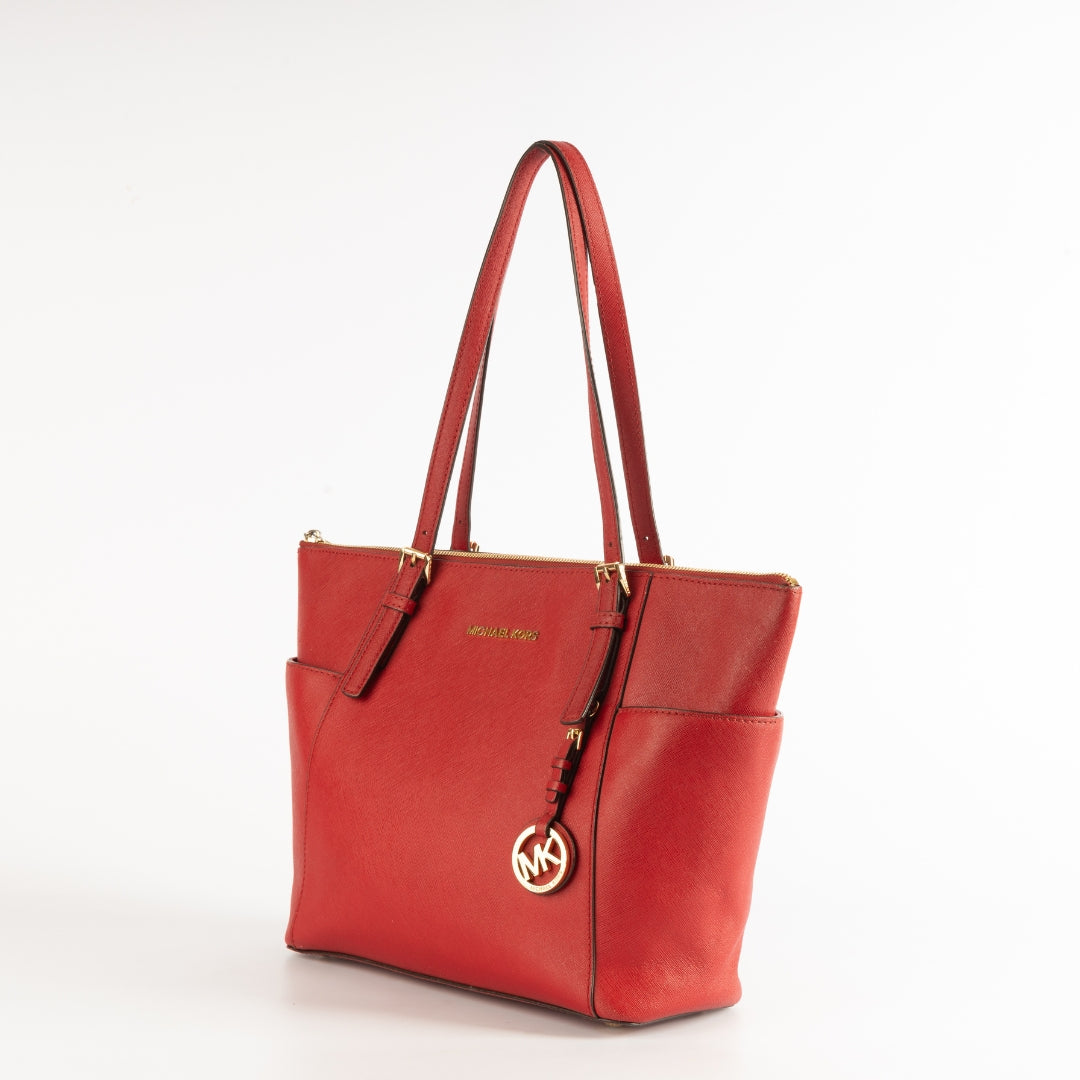 Michael Kors Red Saffiano Leather Shoulder Bag