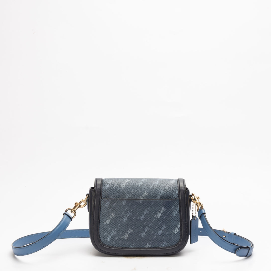 Coach Blue Saddle Bag With Horse And Carriage Dot Print