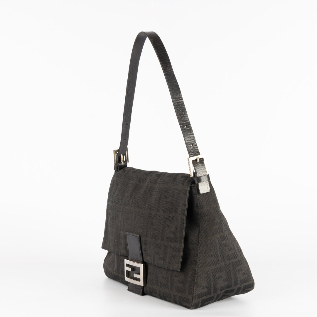 Fendi Black Zucca Mamma Forever Shoulder Bag