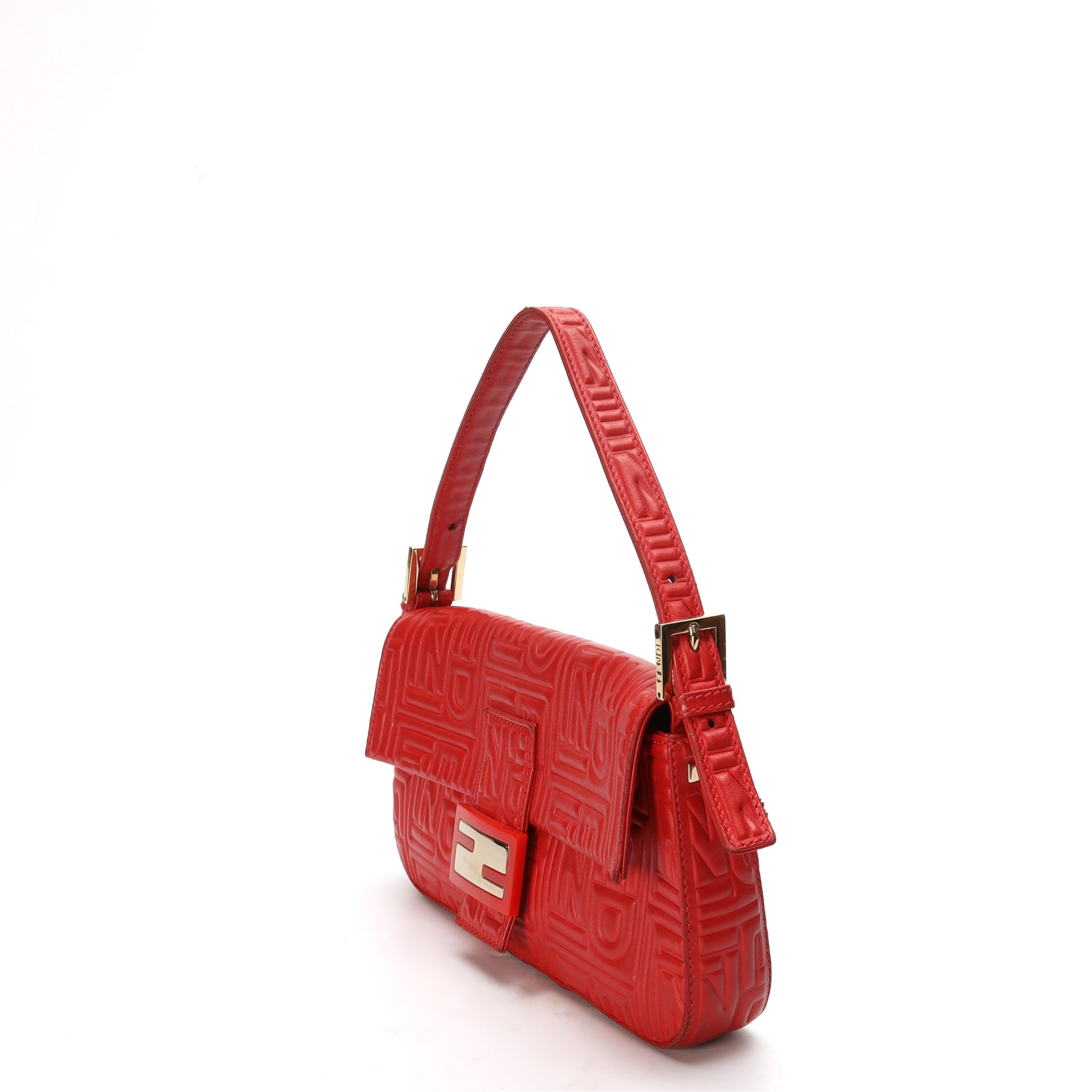 Fendi Red FF Baguette Crossbody Bag