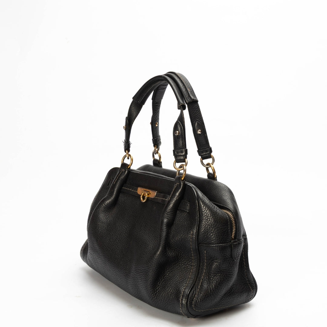 Salvatore Ferragamo Gancini Black Satchel