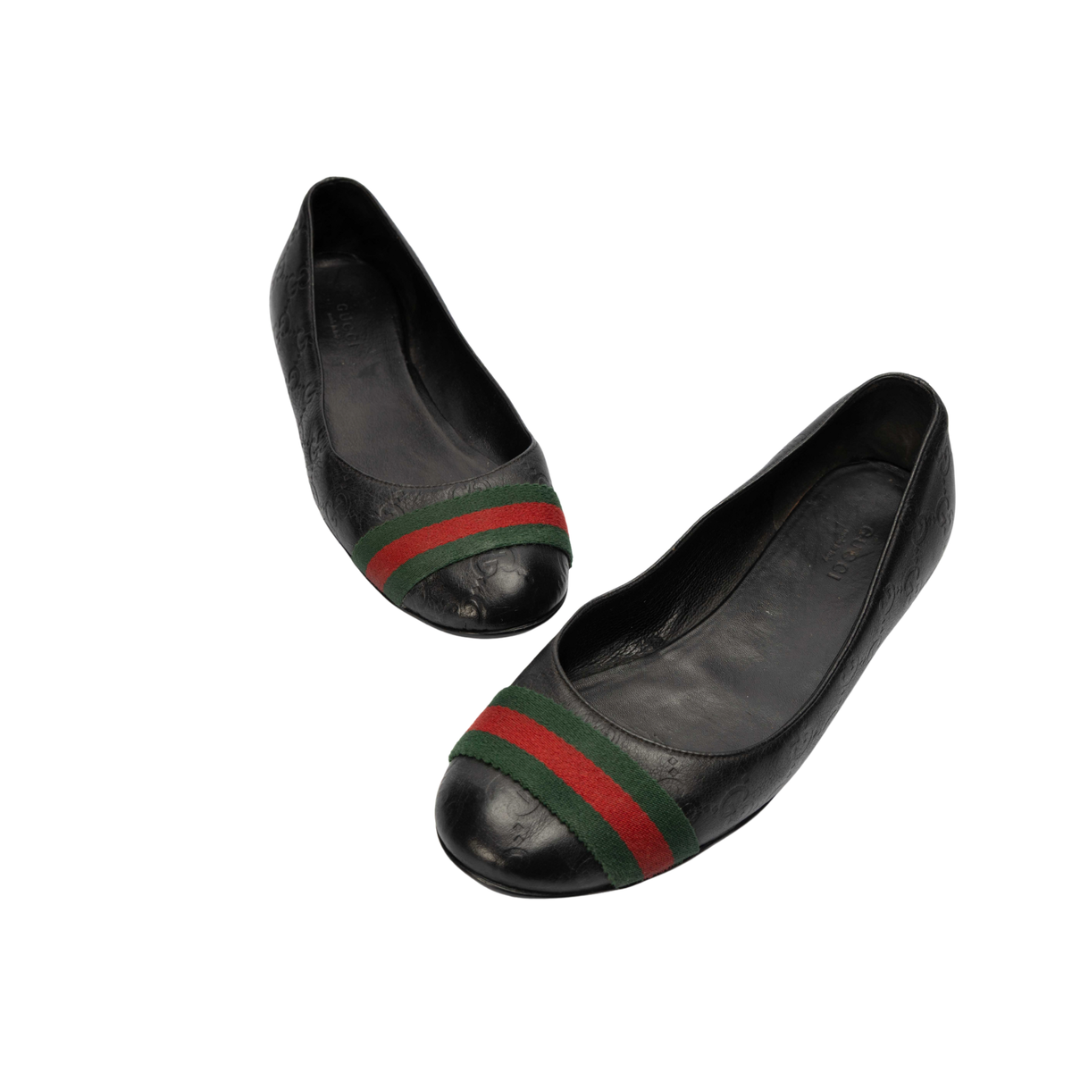 Gucci Black Guccissima Web Ballet Flats