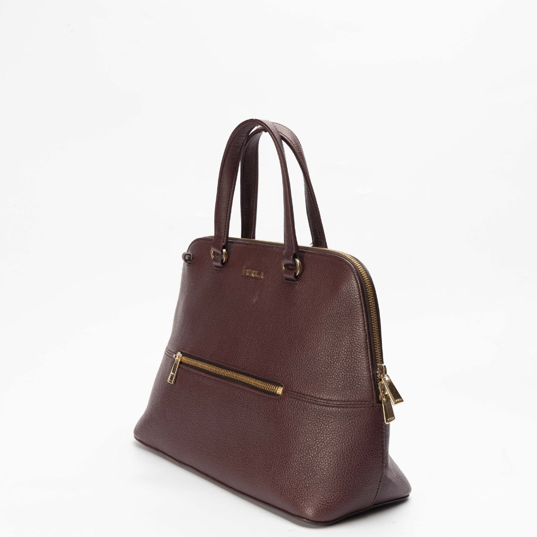 Furla Brown Alex Dome Convertible Satchel