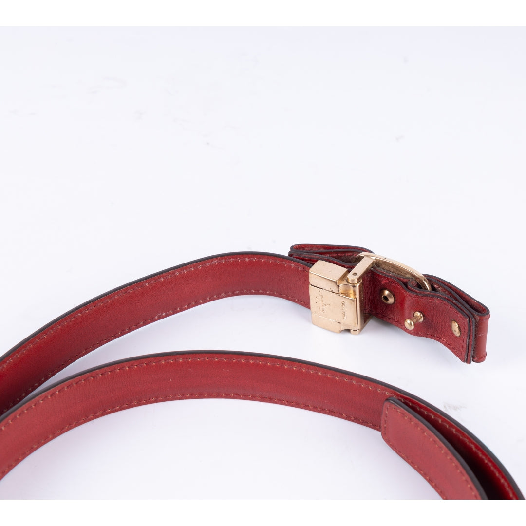 Salvatore Ferragamo Thin Red Vara Bow Belt