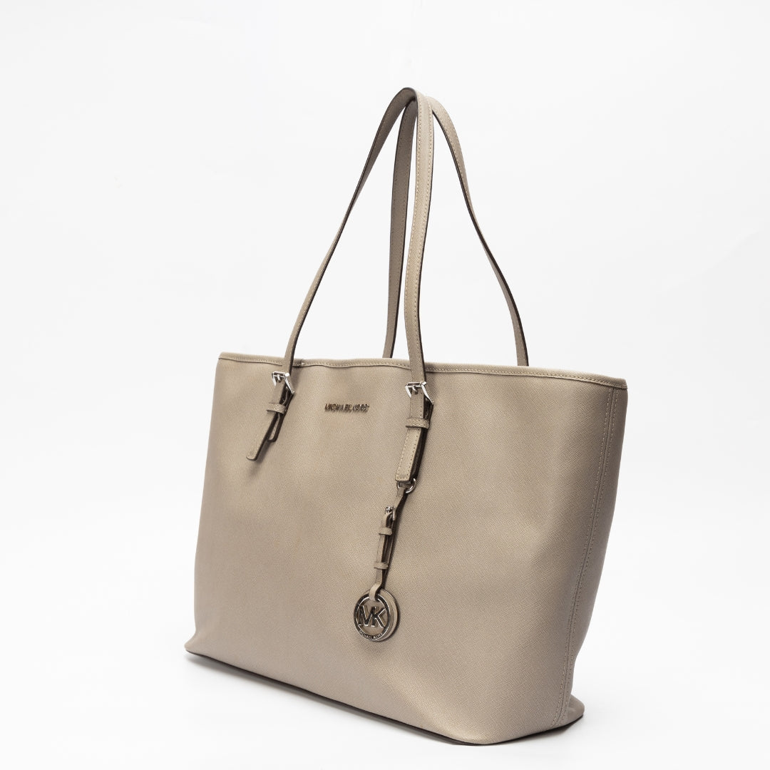 Michael Kors Grey Leather Jet Set Travel Tote