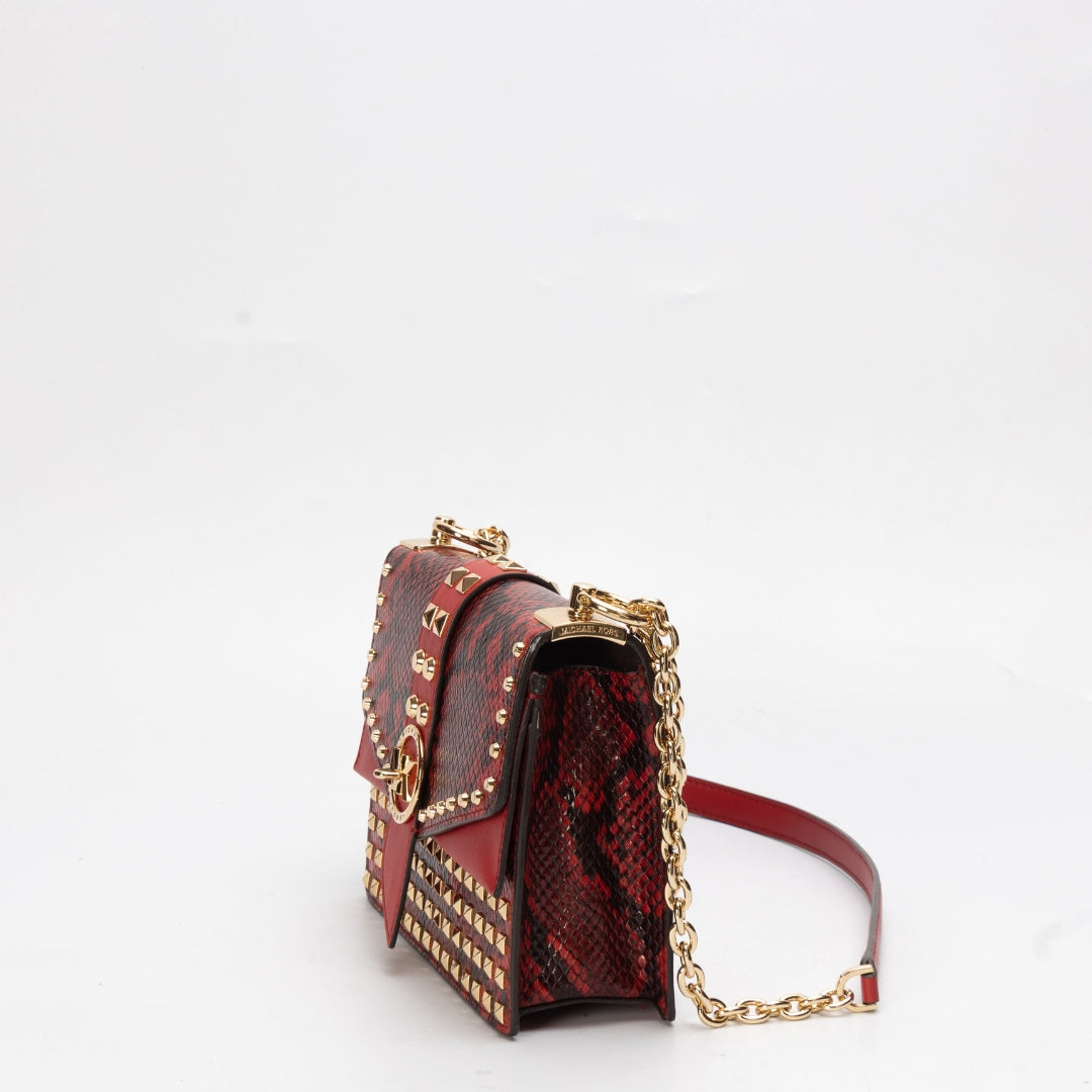 Michael Kors Red Greenwich Studded Crossbody Bag
