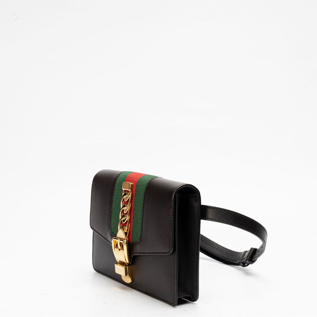 Gucci Black Web Sylvie Belt Bag