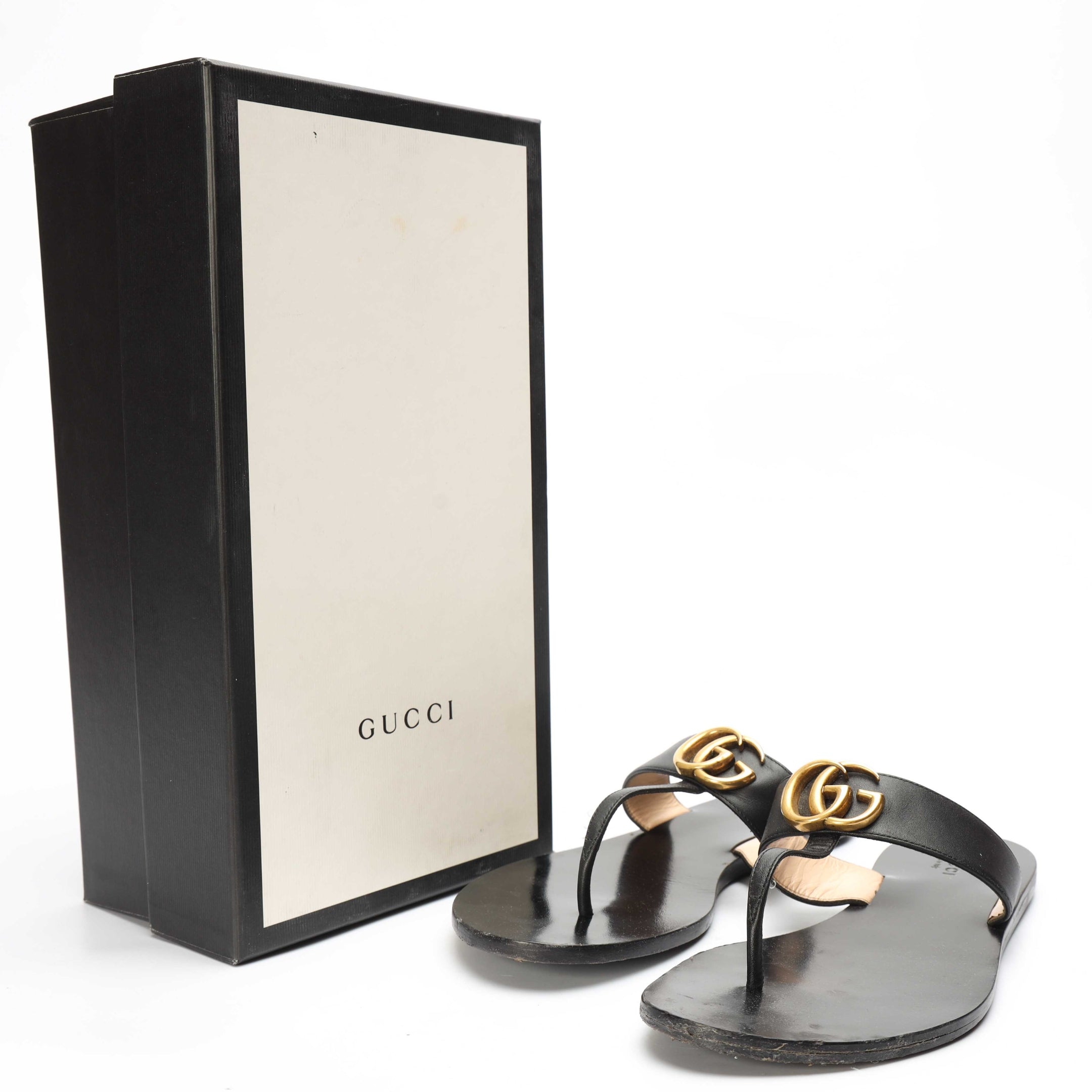 Gucci GG Black Thong Sandals