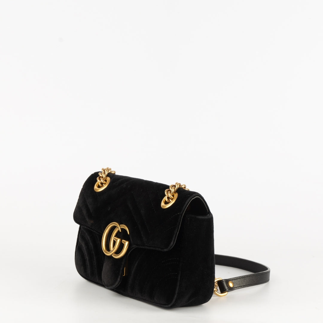 Gucci GG Marmont Mini Flap Velvet Crossbody Bag