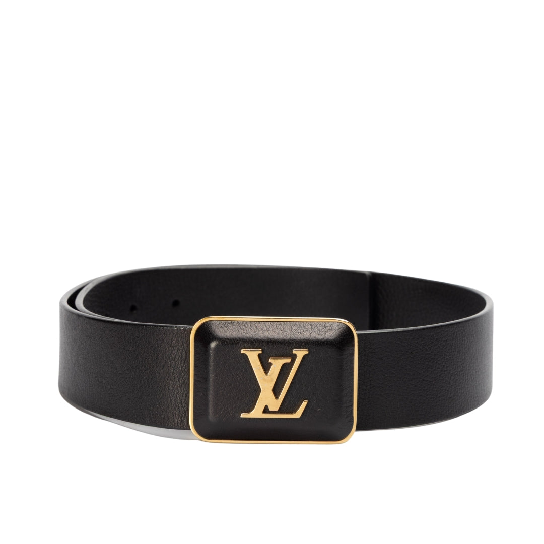 Louis Vuitton Black Leather Buckle Belt