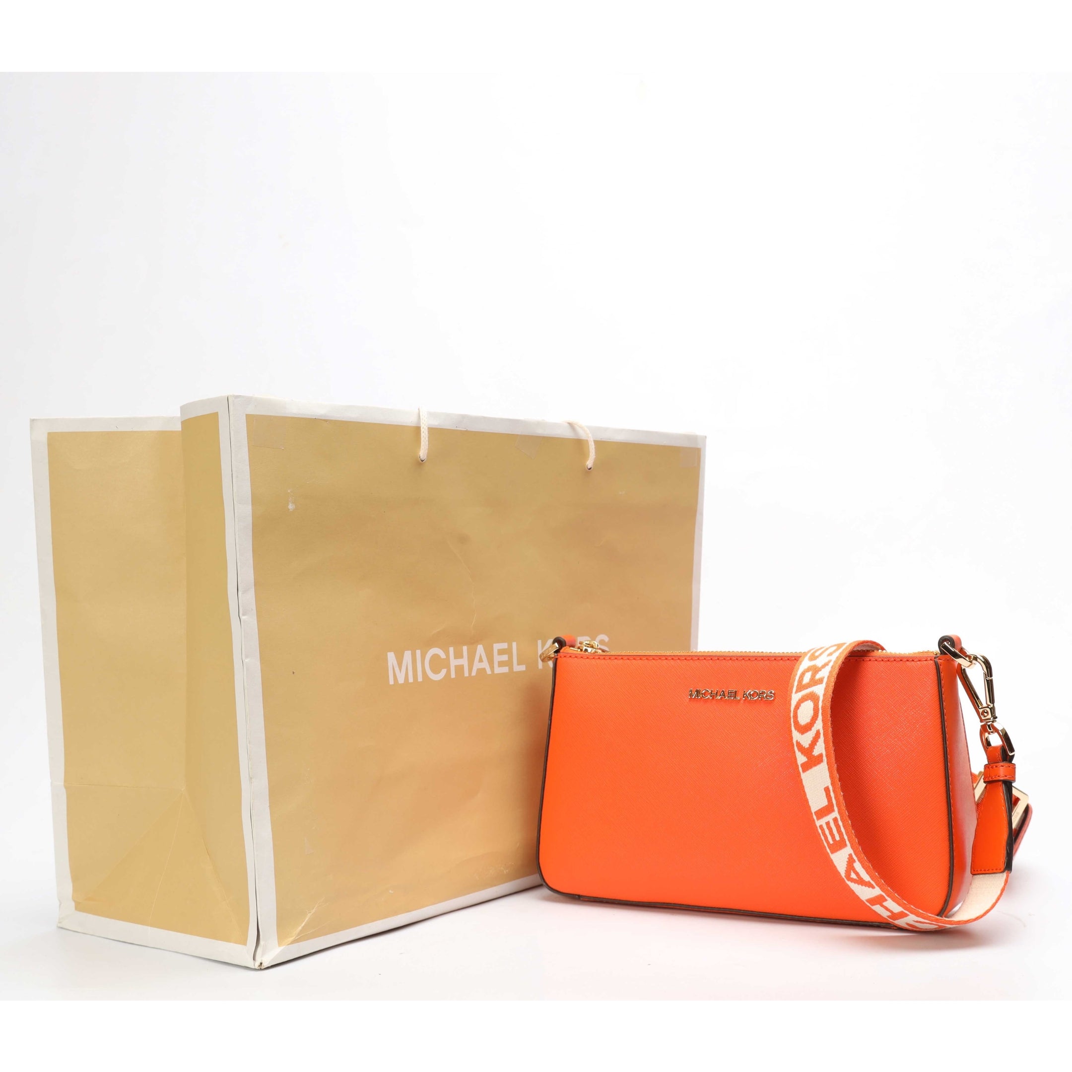 Michael Kors Jet Set Orange Airpods Case Crossbody Bag