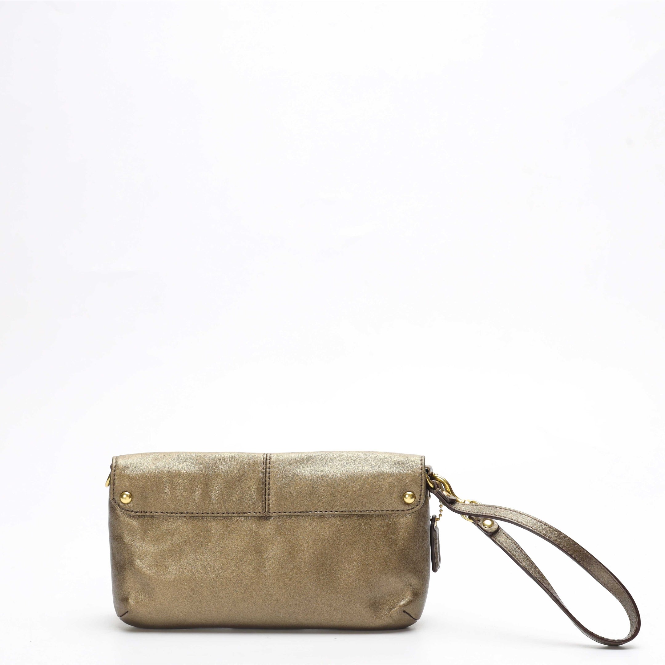 Coach Metallic Beige Ashley Flap Wristlet Wallet