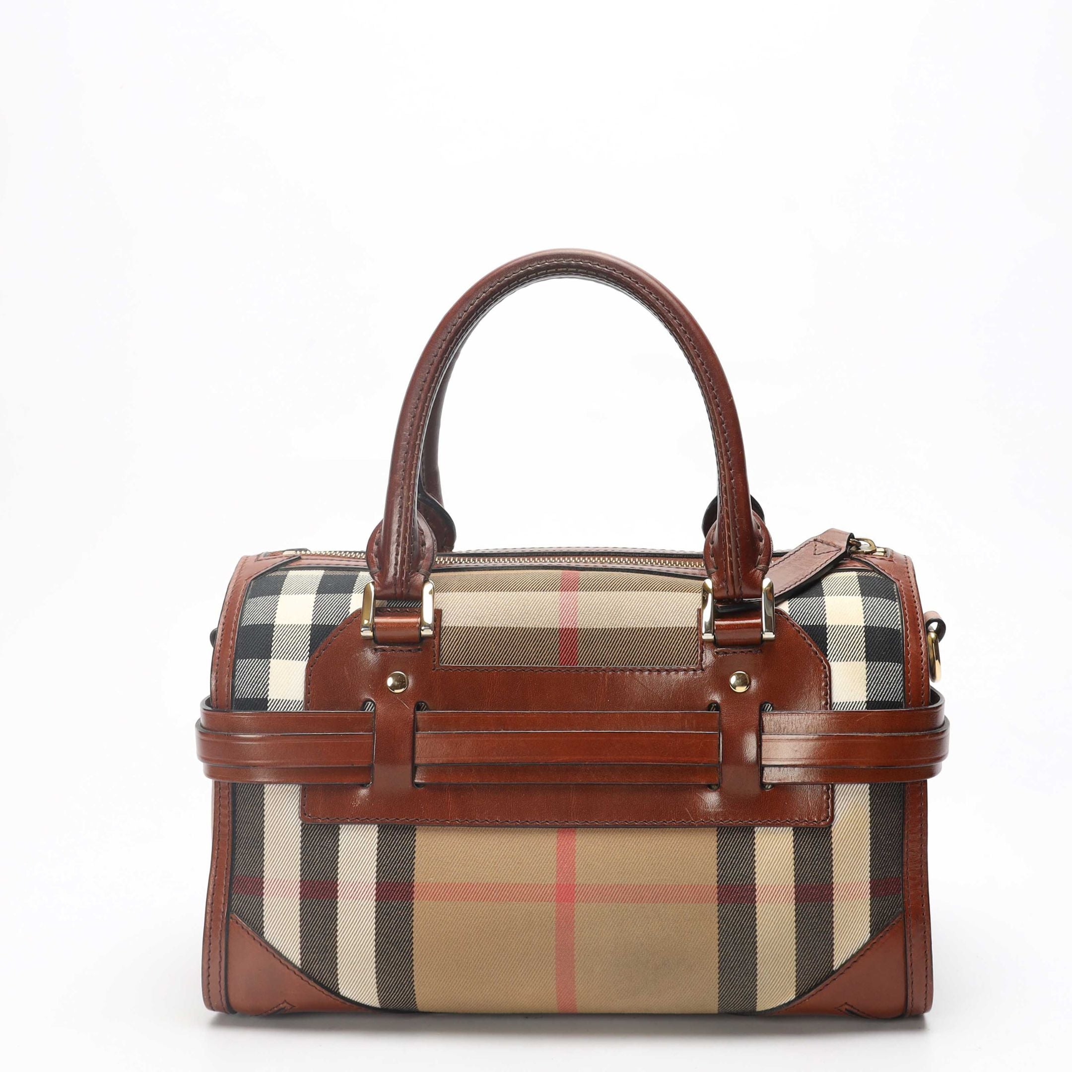 Burberry Brown House Check Bridle Bowling Bag
