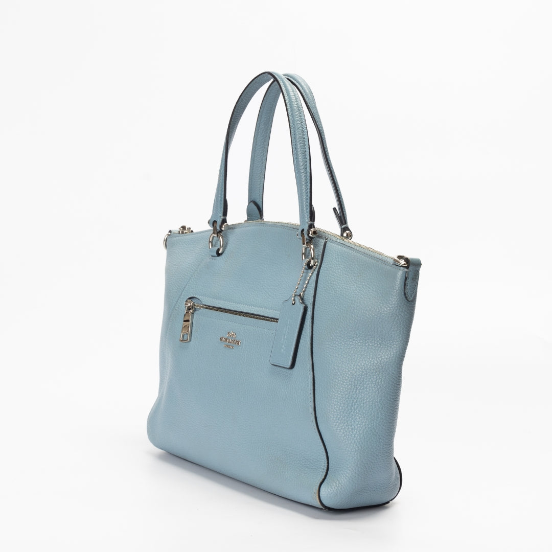 Coach Dark Chambray Polished Pebbled Leather Prairie Satchel