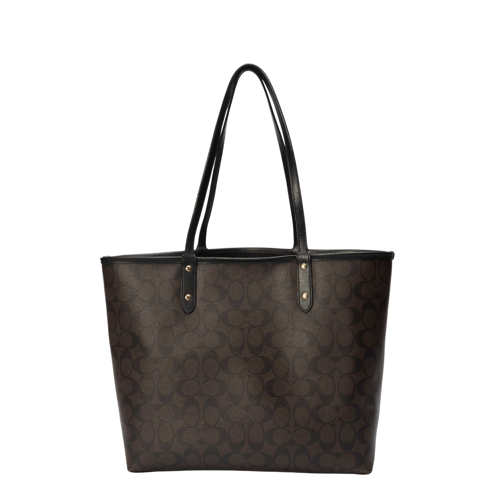 Coach Brown/Black Signature Canvas Reversible City Tote