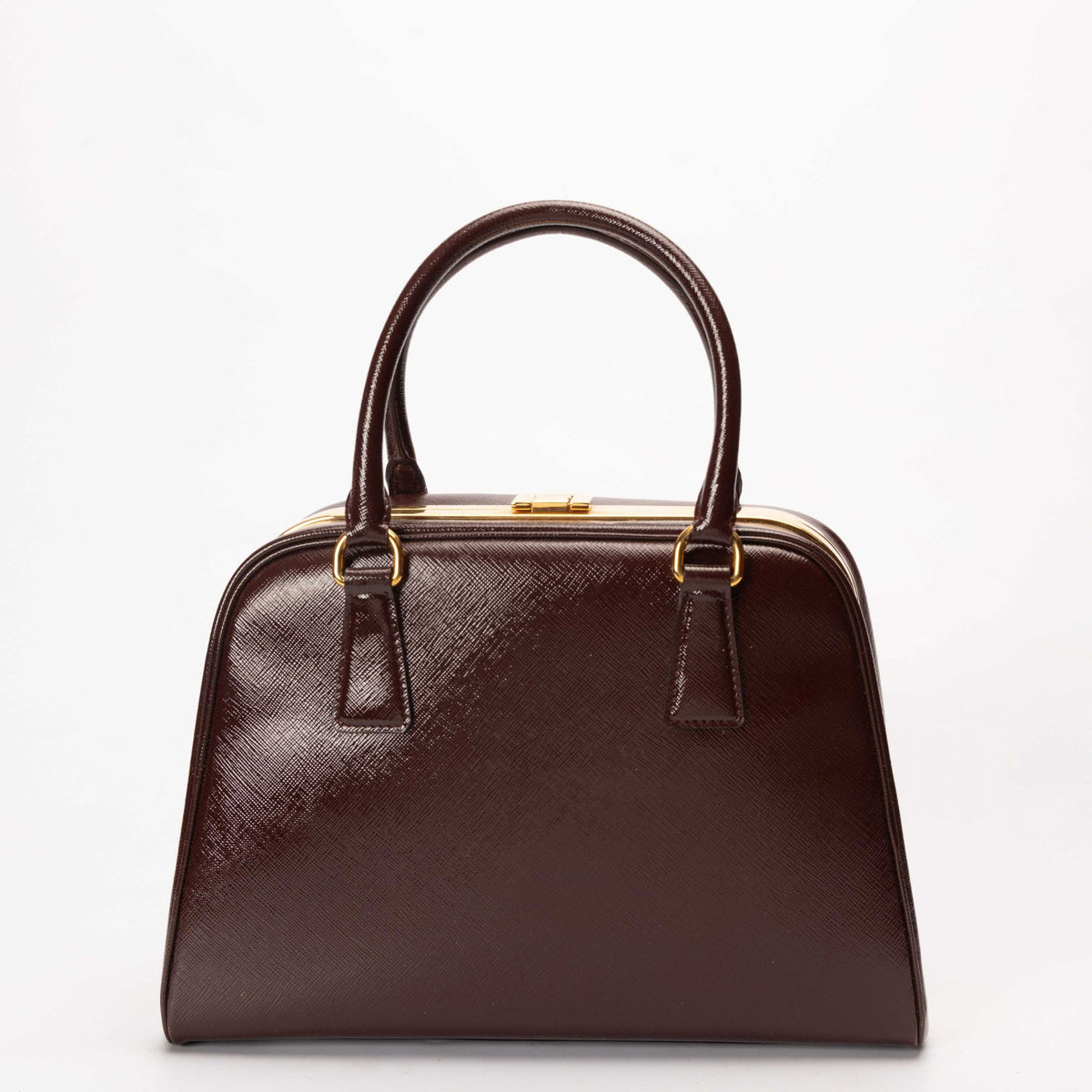 Prada Vernice Pyramid Frame Satchel