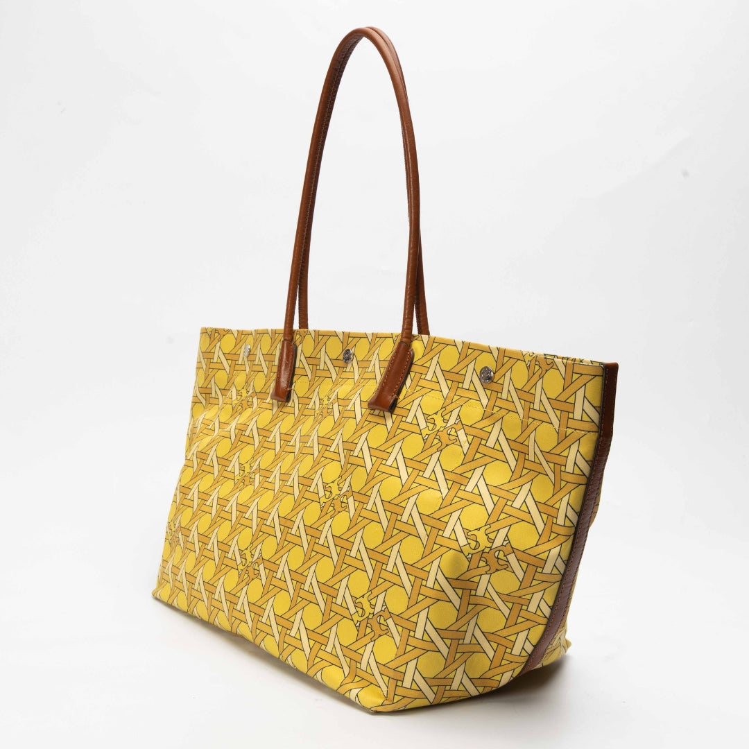 Tory Burch Canvas Basket-Weave Large Tote
