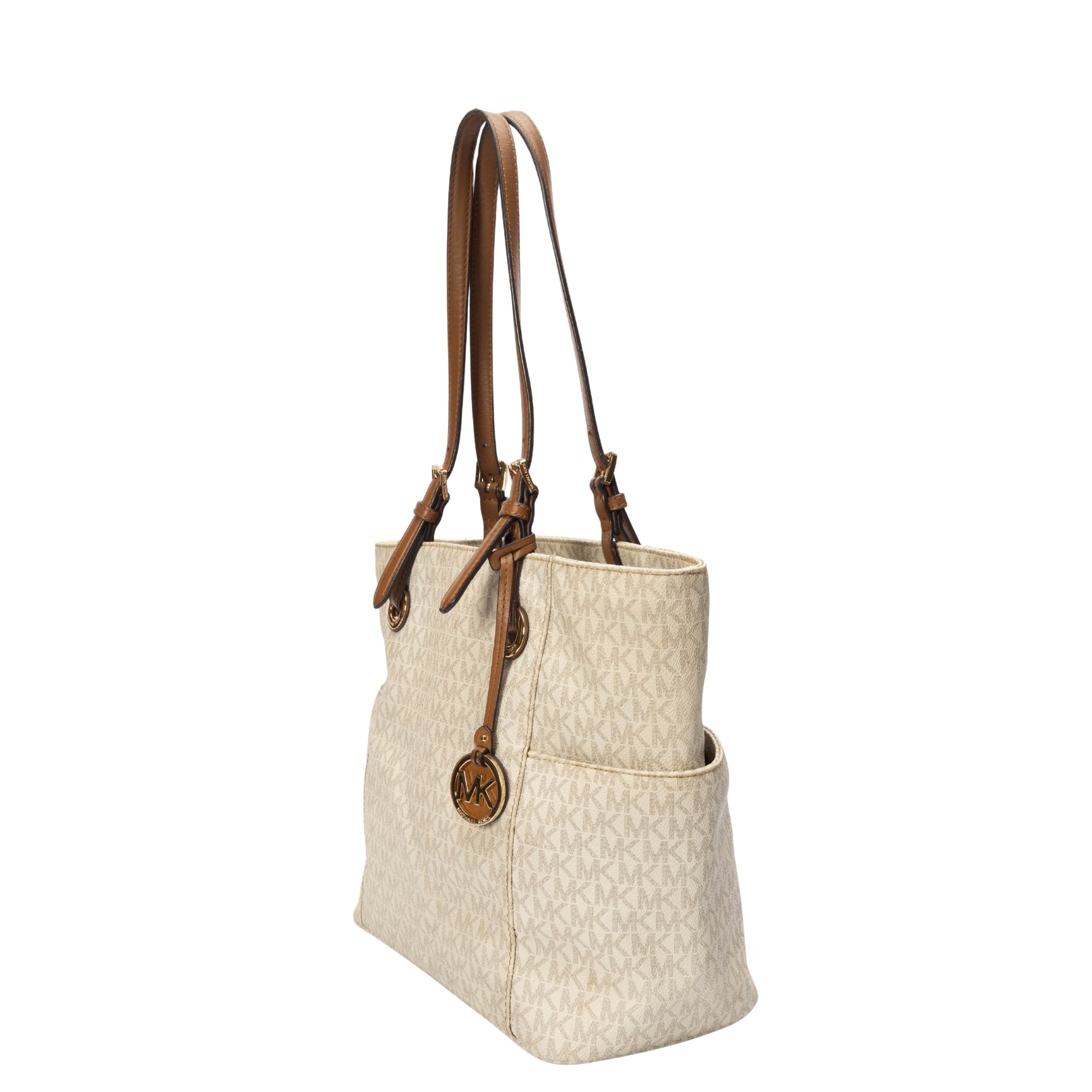 Michael Kors Off White Signature Canvas Jet Set Tote