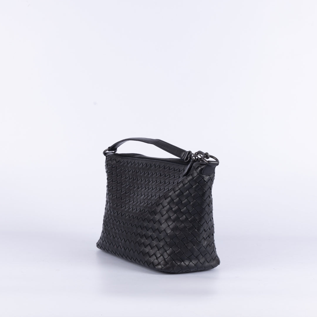 Bottega Veneta Black Intrecciato Nappa Leather Shoulder Bag