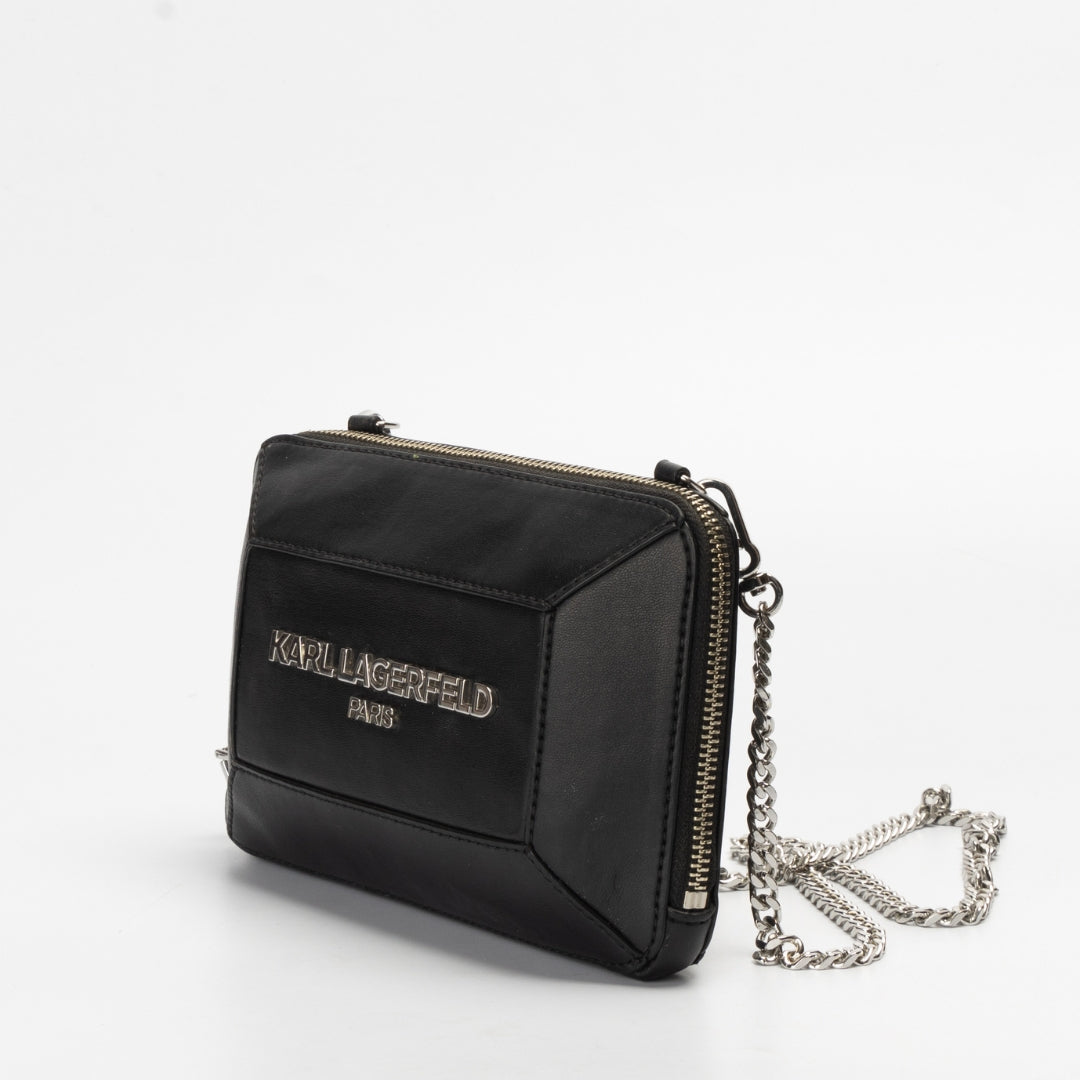 Karl Lagerfeld Black Georgette Crossbody Bag