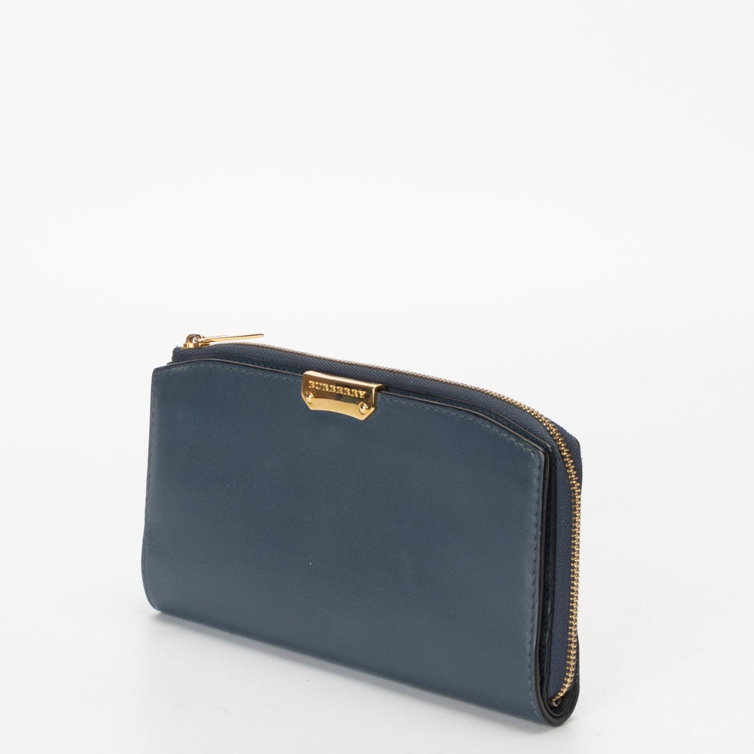 Burberry Blue Leather Continental Wallet