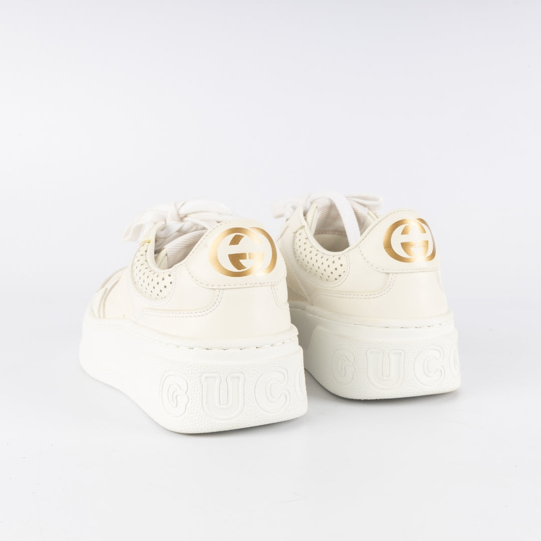 Gucci White Leather GG Low Top Sneakers