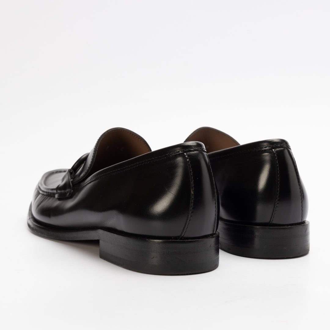 Salvatore Ferragamo Black Polished Leather Loafers