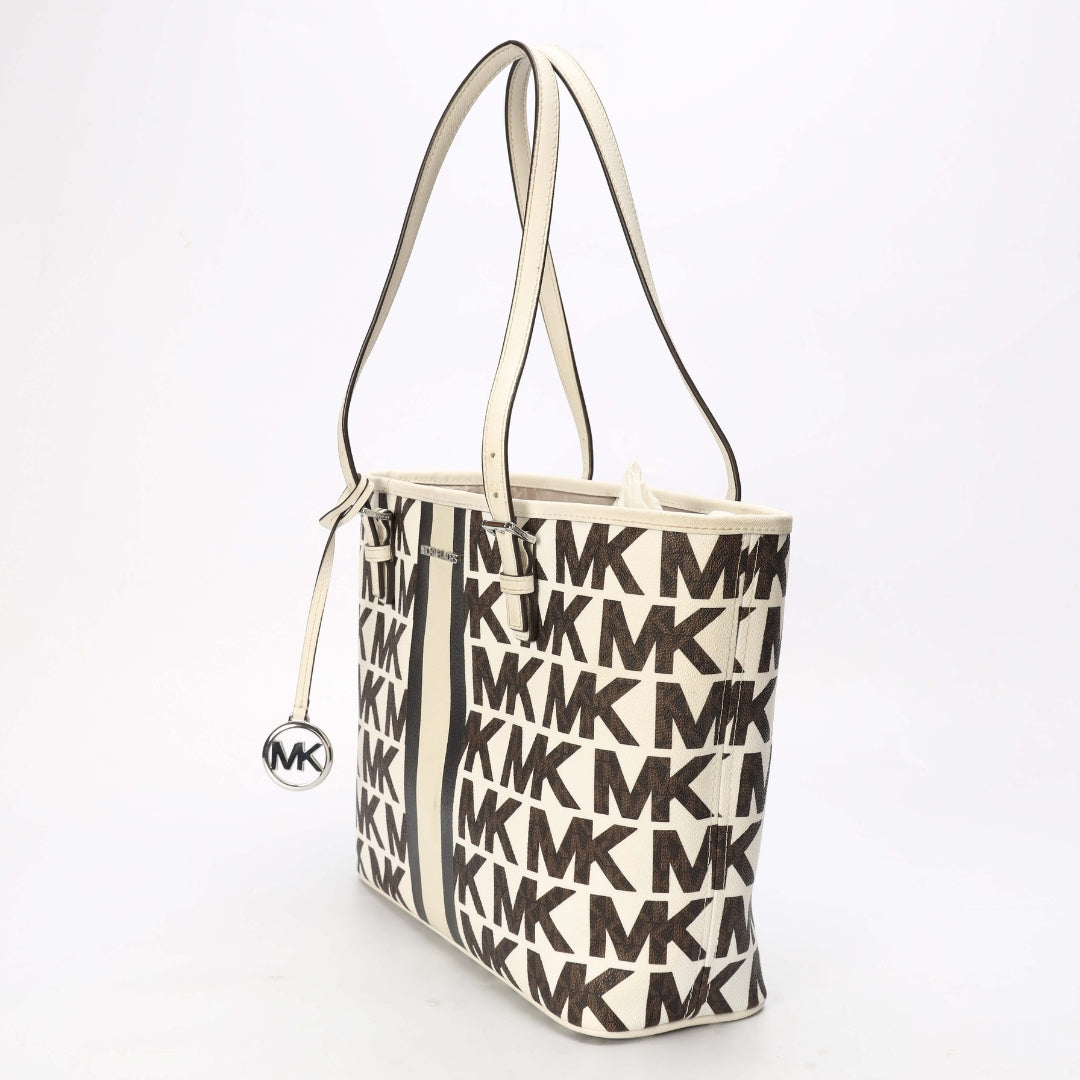 Michael Kors Jet Set Travel Logo Stripe Tote