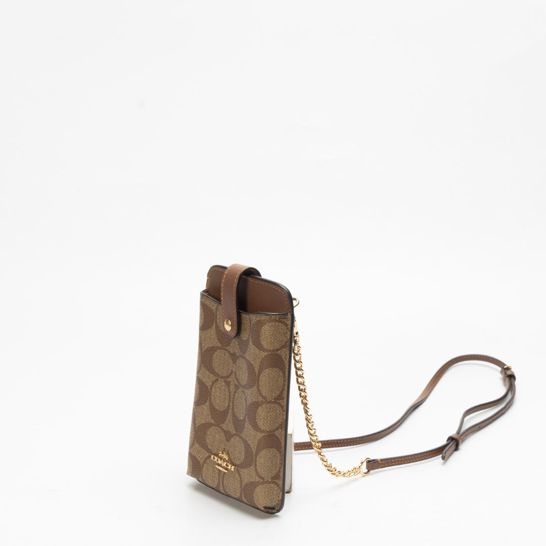 Coach Signature Canvas Phone Crossbody Bag