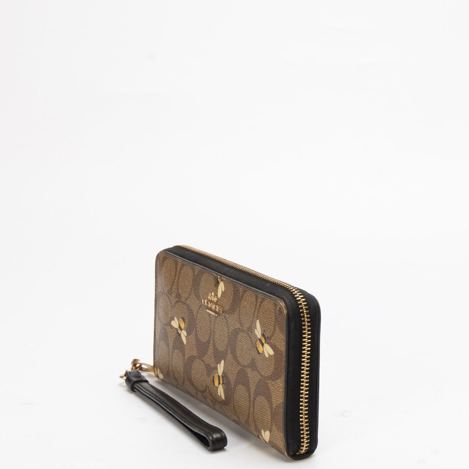 Coach Bee Print Long Zip Around Wallet