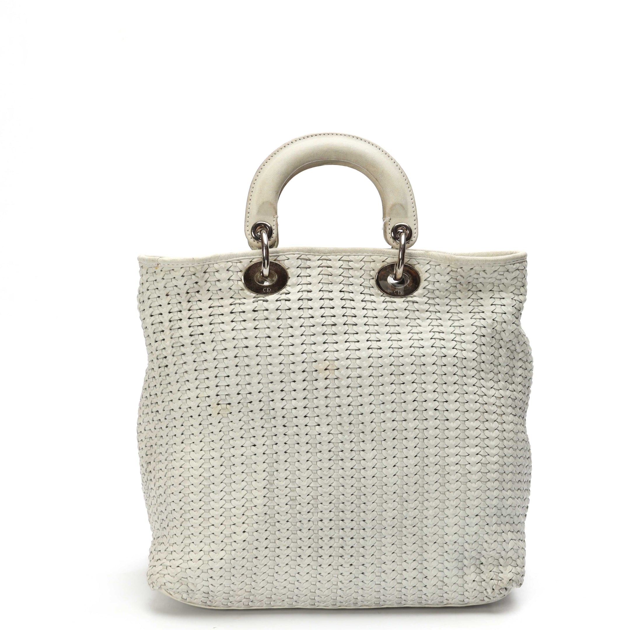 Dior White Lambskin Woven Tote