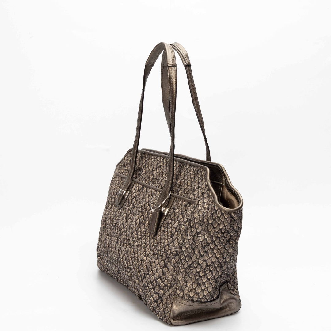 Coach Gunmetal Taylor Snake Print Carryall Tote