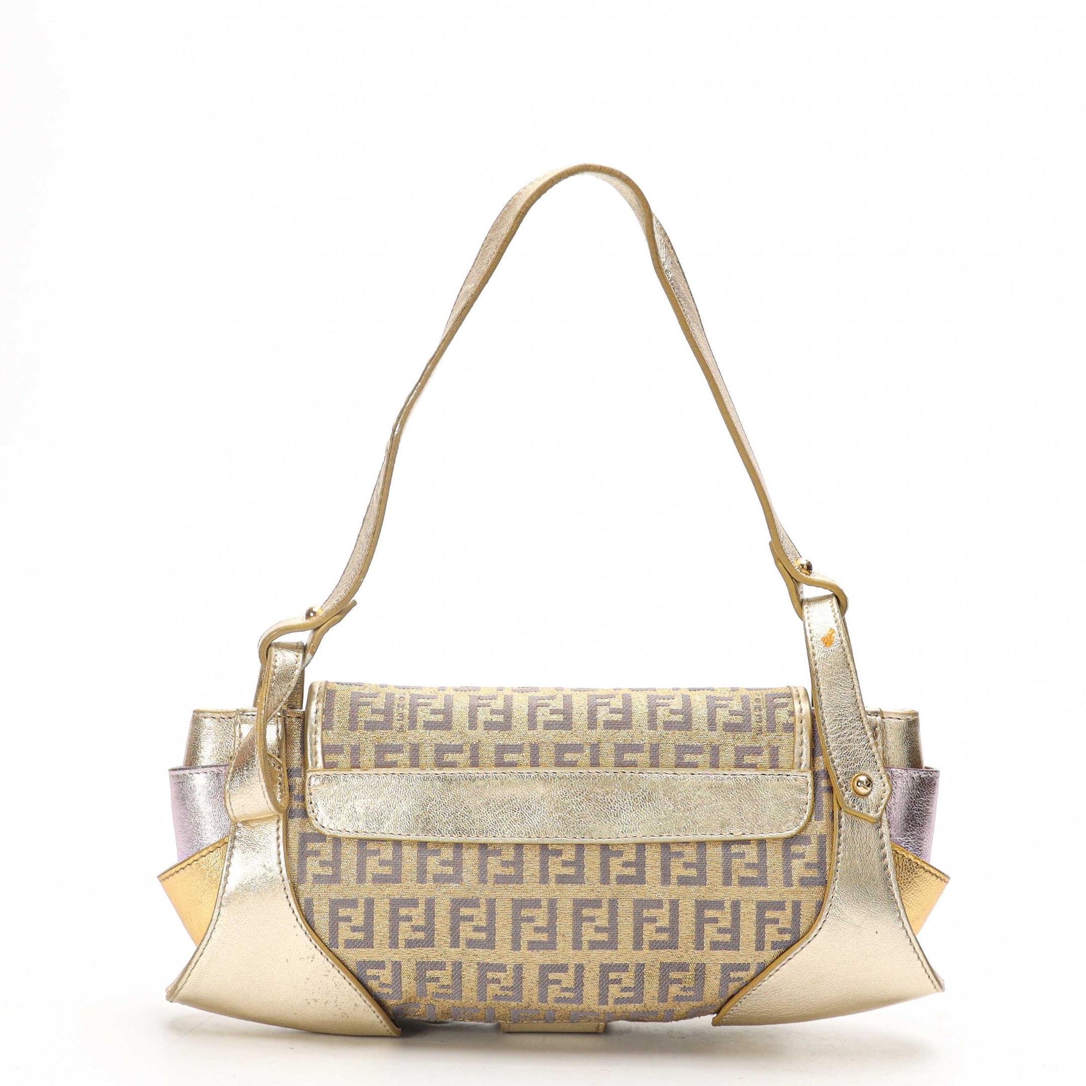 Fendi Zucchino Canvas Compilation Shoulder Bag
